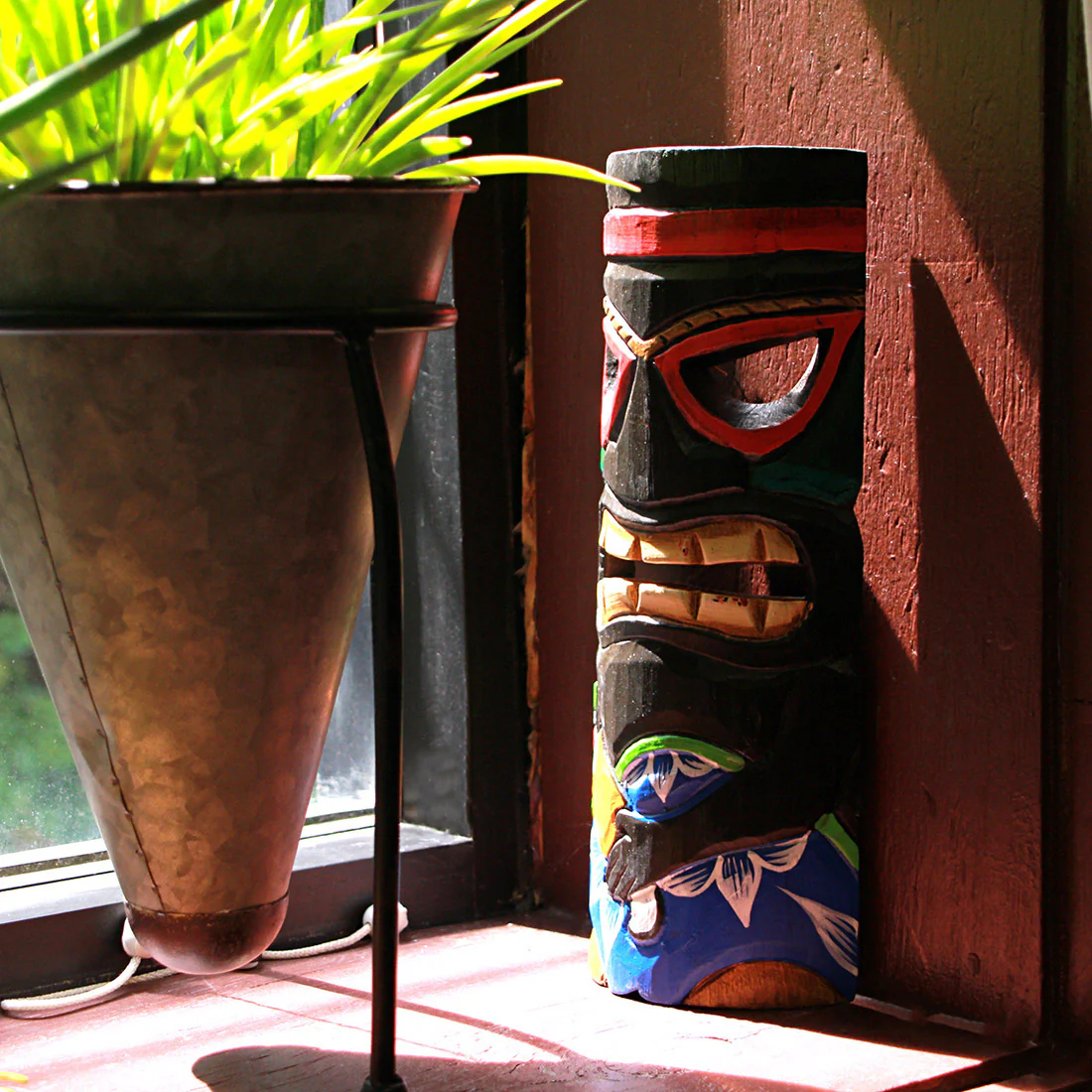 Set of 5 Polynesian Style Wooden Tiki Masks 12 Inch - Image 6