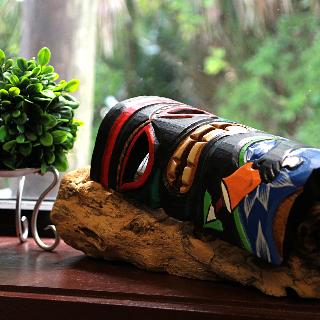 Set of 5 Polynesian Style Wooden Tiki Masks 12 Inch - Image 8