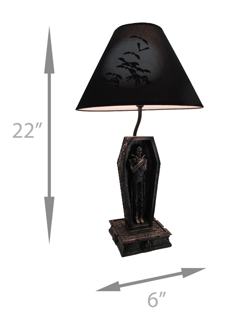 Dark Dawning Vampire in the Coffin Black Table Lamp and Fabric Shade - Image 3