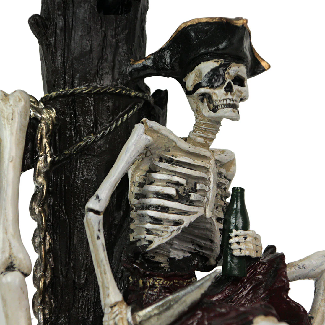 21 Inches Pirate Skeleton Caribbean Table Lamp With Treasure Map Shade Nautical Desk Light Beach Home Decor - Image 3
