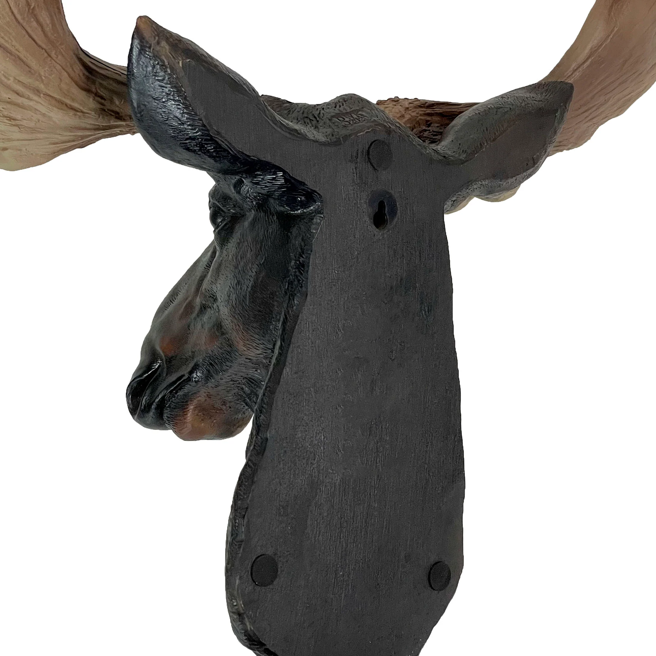 Moose Head Bust Wall Sculpture, 20 x 23 Inch Brown Painted Resin North American Moose Wall Mount for Rustic Lodge, Cabin, Man Cave or Living Room Animal Wall Decor Indoor or Covered Patio - Image 6