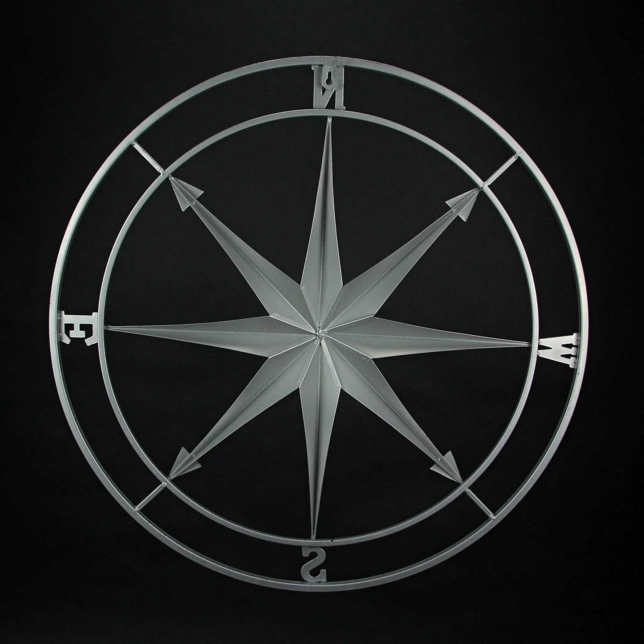 Galvanized Zinc Finish Metal Indoor/Outdoor Nautical Compass Rose Wall Hanging 36 in. - Image 7