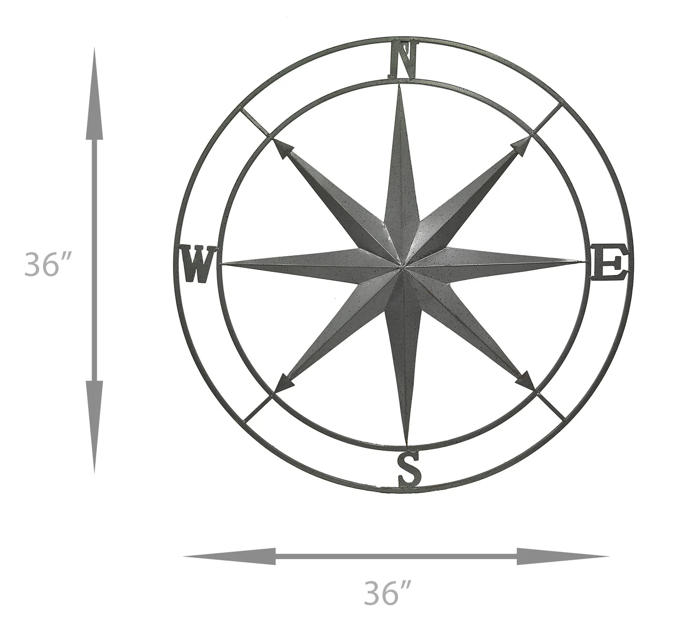 Galvanized Zinc Finish Metal Indoor/Outdoor Nautical Compass Rose Wall Hanging 36 in. - Image 8