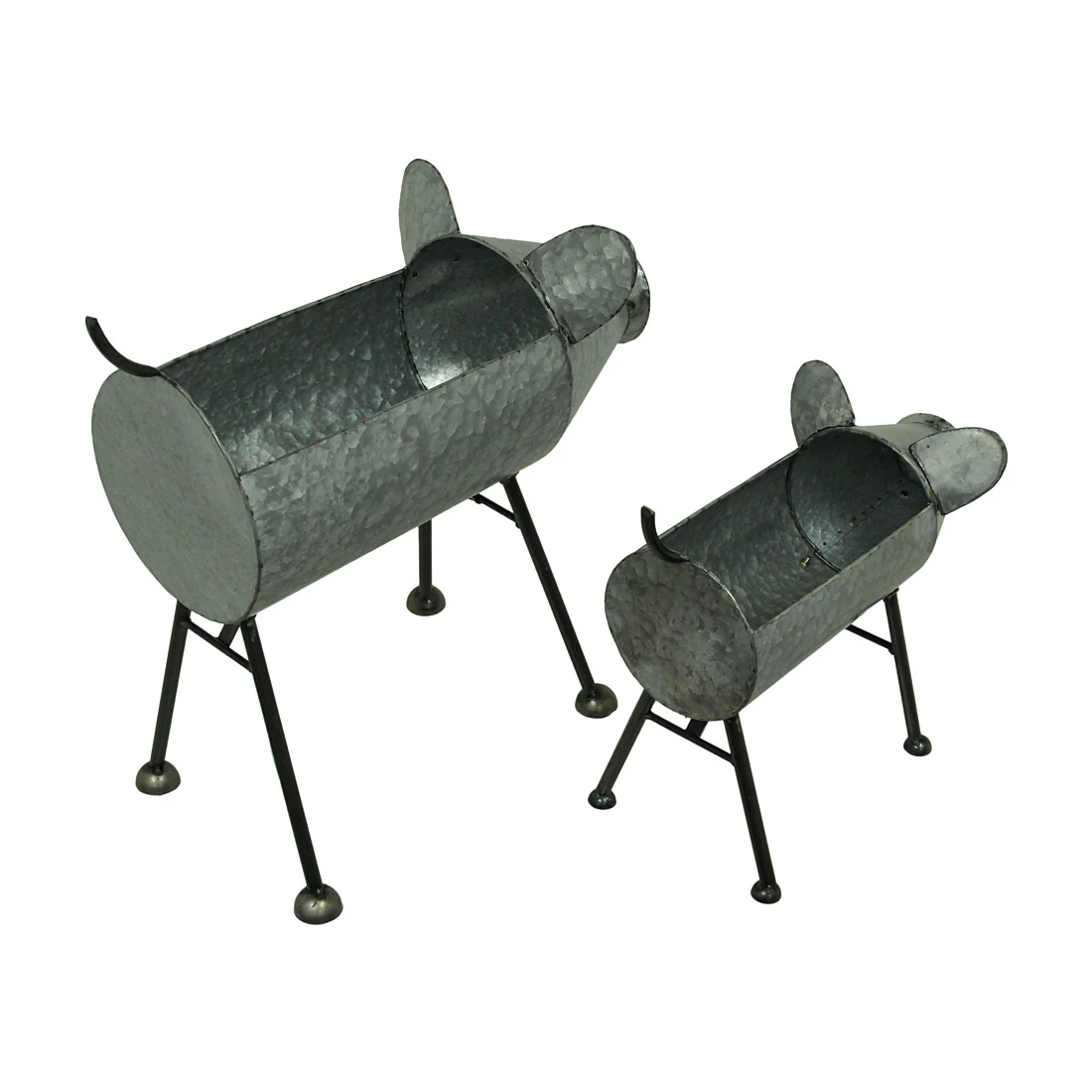 Galvanized Standing Pig Planters Set Of 2 - Image 4