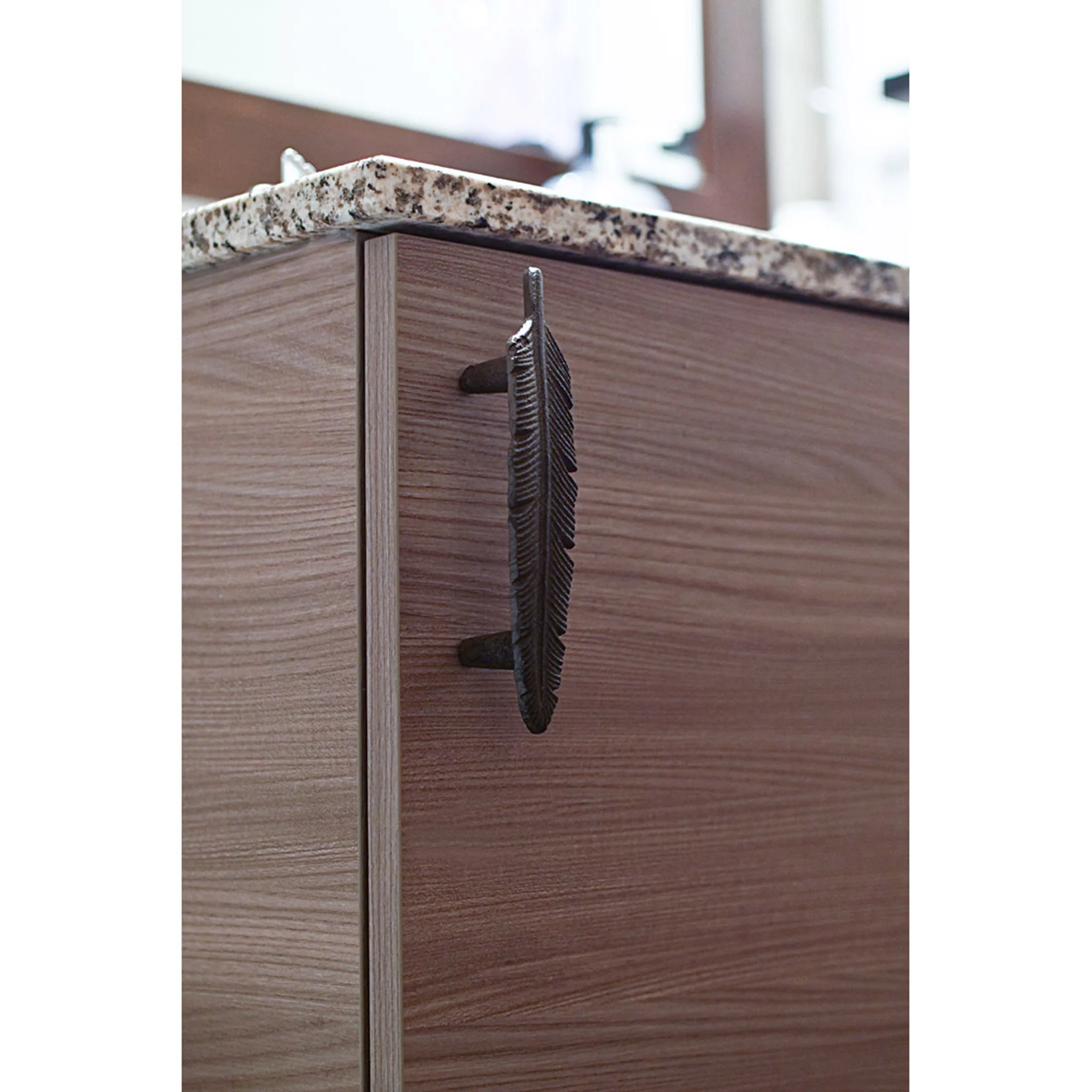 Brown Cast Iron Feather Drawer Handle Cabinet Pull Furniture Decor Set of 12 - Image 4