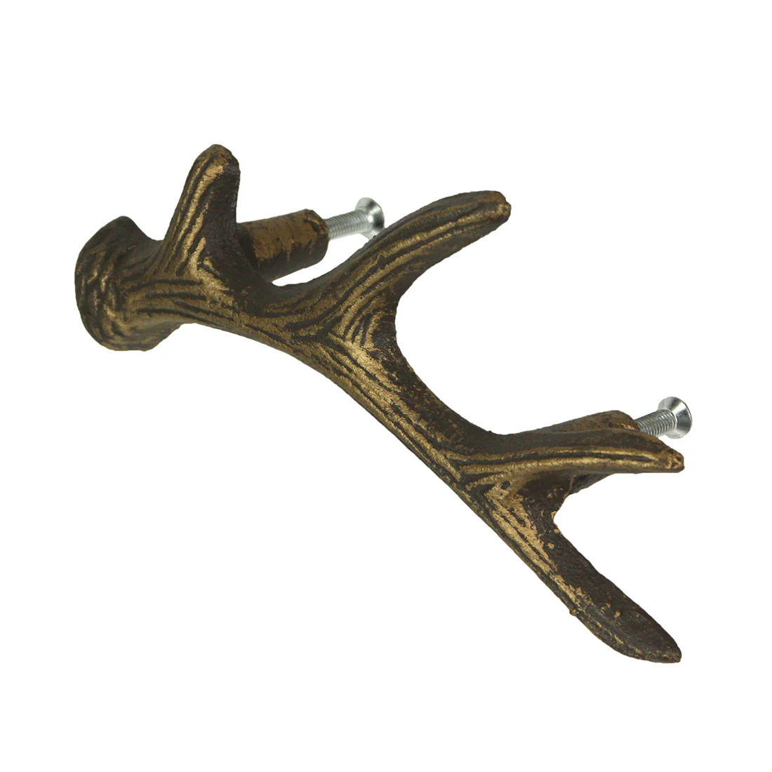 Antique Bronze Finish Cast Iron Deer Antler Drawer Pull Cabinet Handle Set of 6 - Image 3