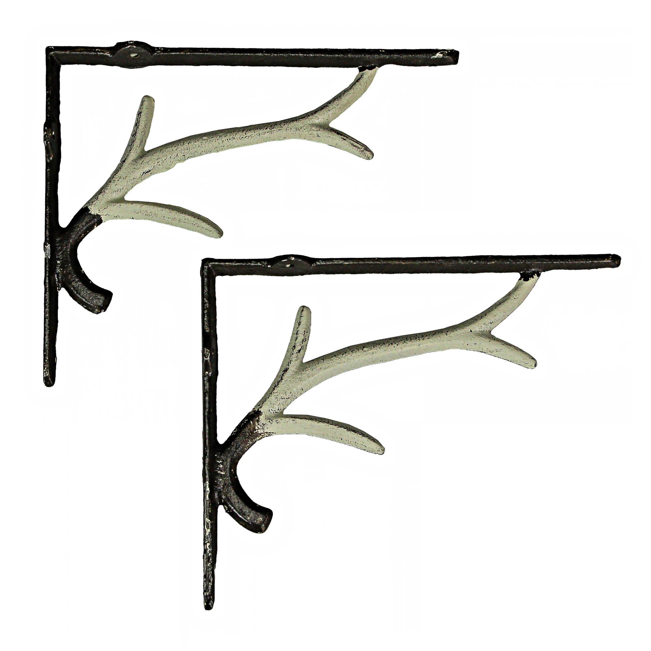 Set of 2 Cast Iron Deer Antler Decorative Shelf Brackets - Image 11