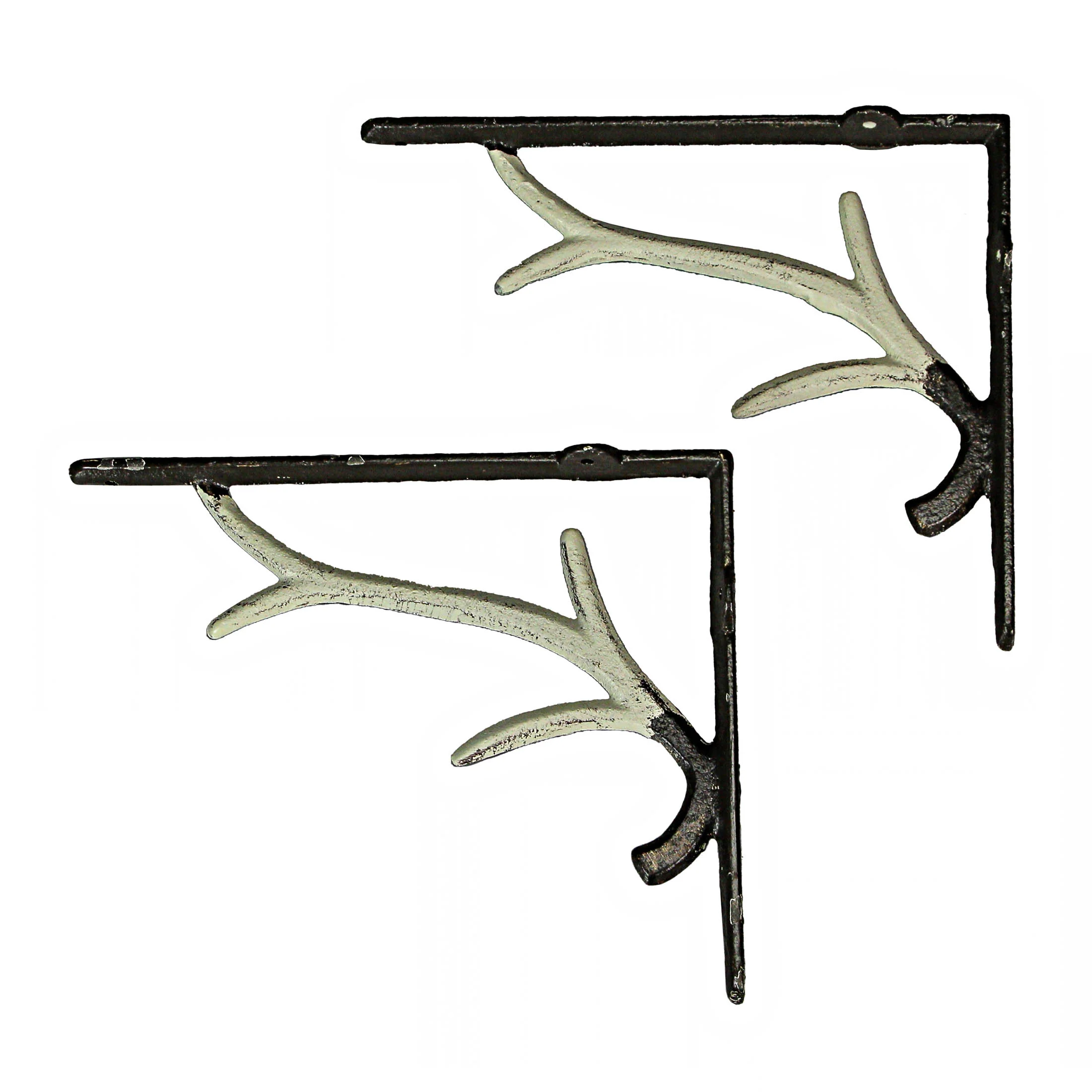 Set of 2 Cast Iron Deer Antler Decorative Shelf Brackets - Image 3