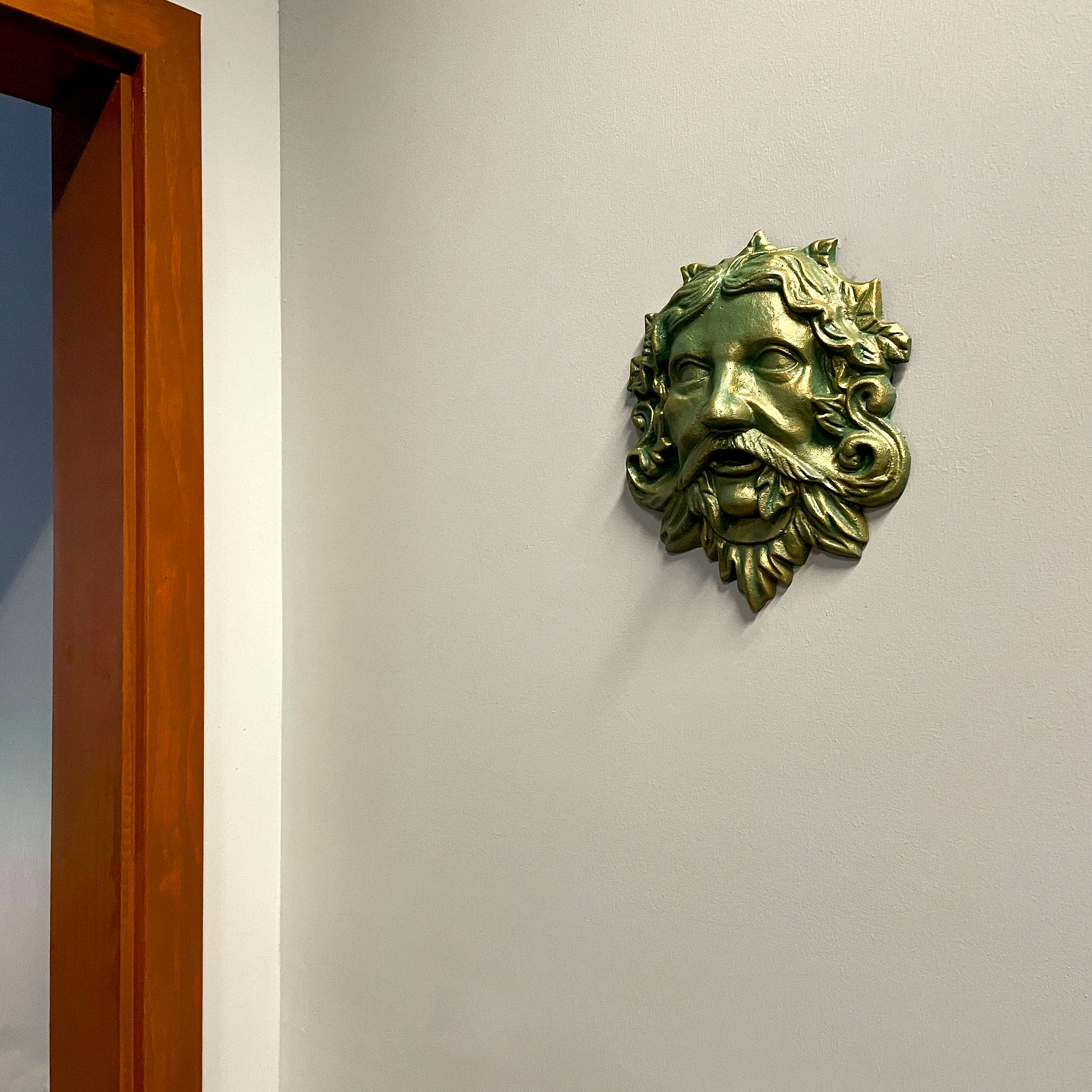 Cast Iron Celtic Green Man Wall Décor Art Hanging | Symbol of Nature's Rebirth and Growth | Indoor/Outdoor Use | Available in Bronze and Verdigris Green Finishes | 9.75" Tall - Image 10