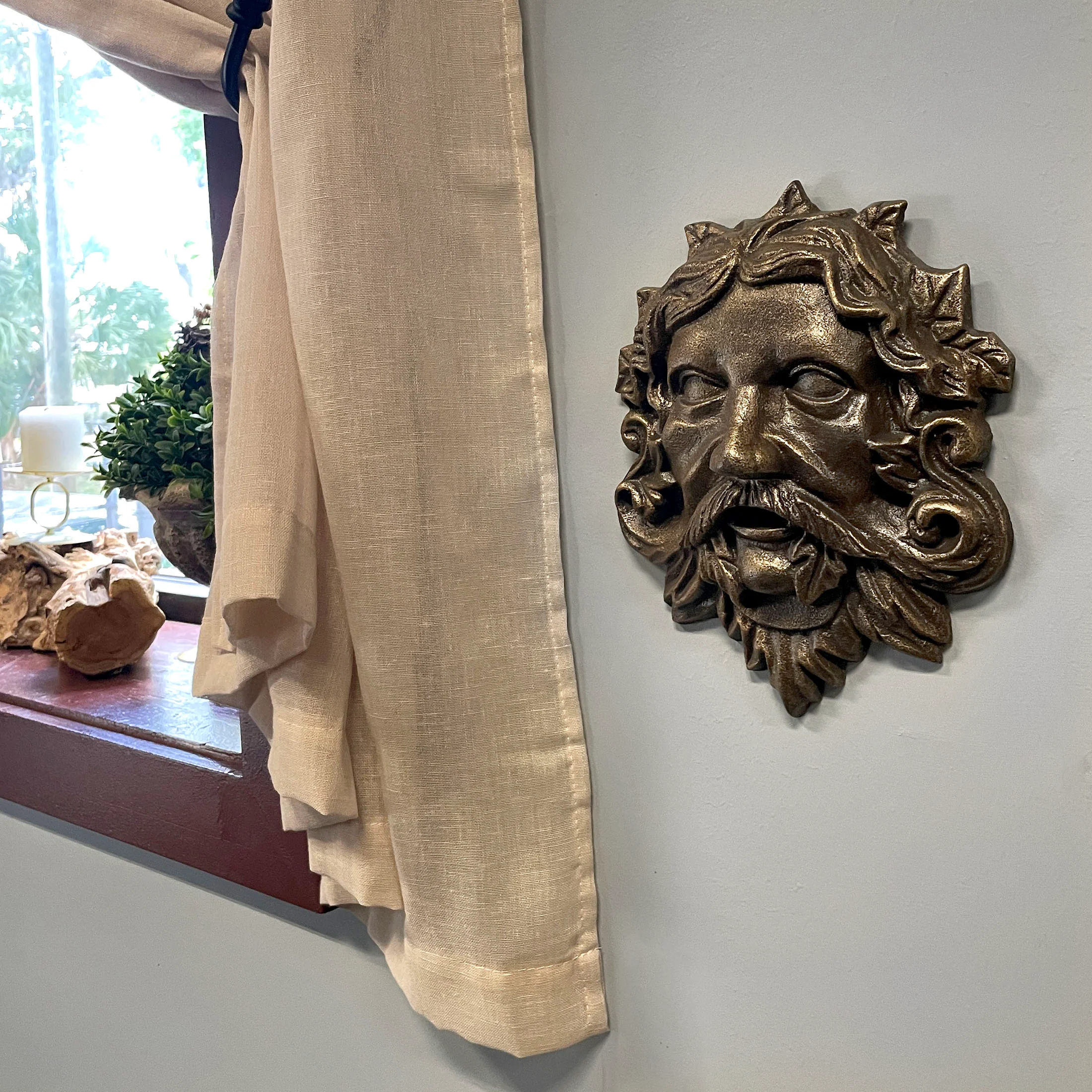 Cast Iron Celtic Green Man Wall Décor Art Hanging | Symbol of Nature's Rebirth and Growth | Indoor/Outdoor Use | Available in Bronze and Verdigris Green Finishes | 9.75" Tall - Image 11