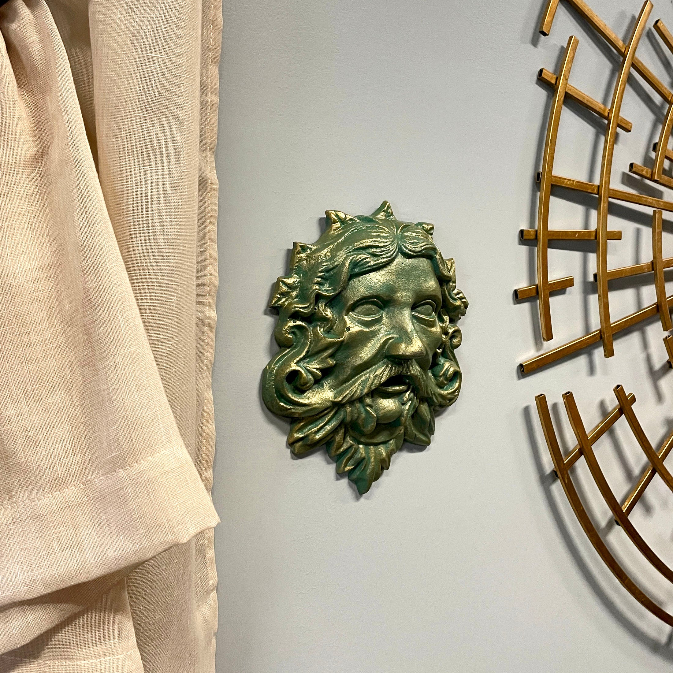 Cast Iron Celtic Green Man Wall Décor Art Hanging | Symbol of Nature's Rebirth and Growth | Indoor/Outdoor Use | Available in Bronze and Verdigris Green Finishes | 9.75" Tall - Image 12