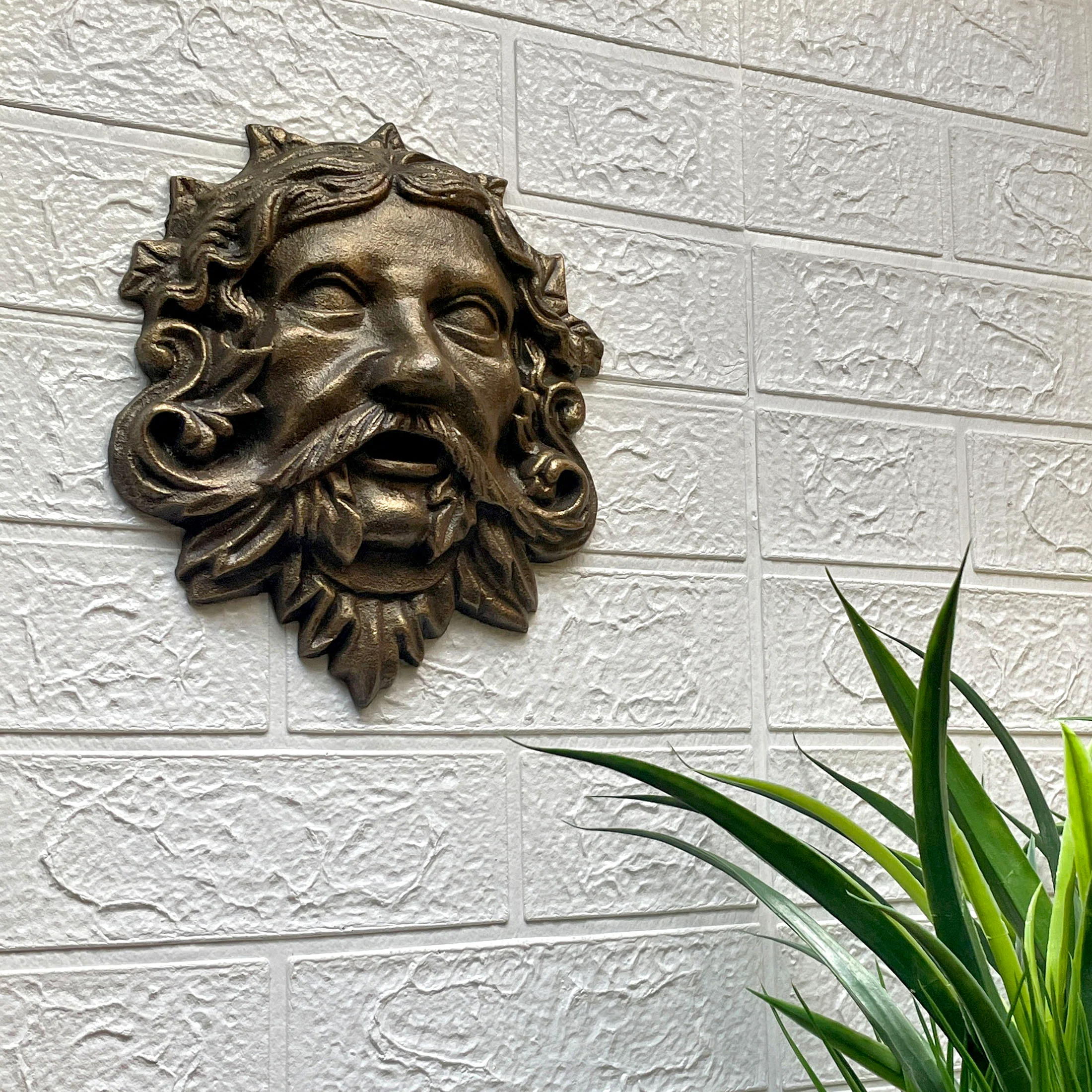 Cast Iron Celtic Green Man Wall Décor Art Hanging | Symbol of Nature's Rebirth and Growth | Indoor/Outdoor Use | Available in Bronze and Verdigris Green Finishes | 9.75" Tall - Image 13