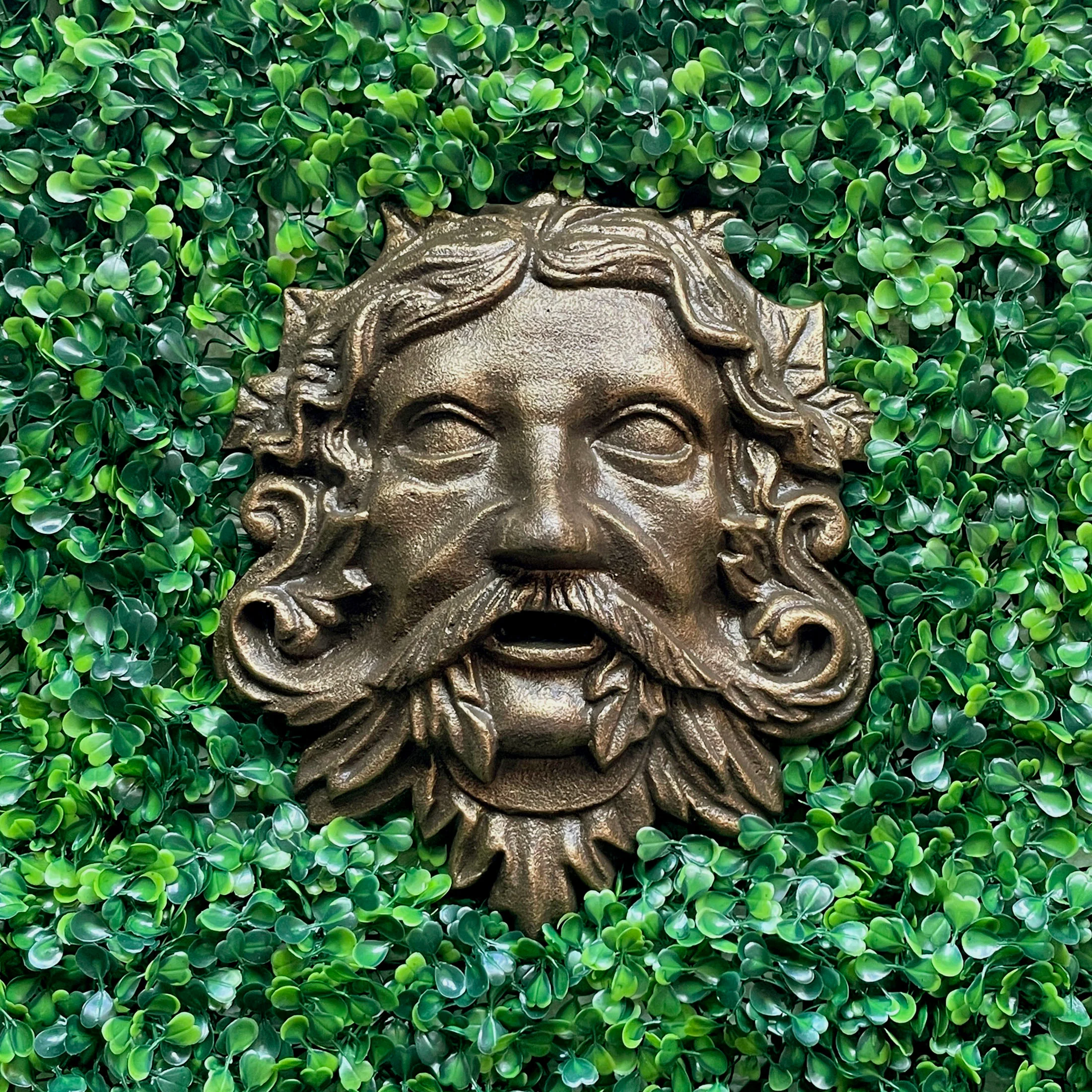Cast Iron Celtic Green Man Wall Décor Art Hanging | Symbol of Nature's Rebirth and Growth | Indoor/Outdoor Use | Available in Bronze and Verdigris Green Finishes | 9.75" Tall - Image 15