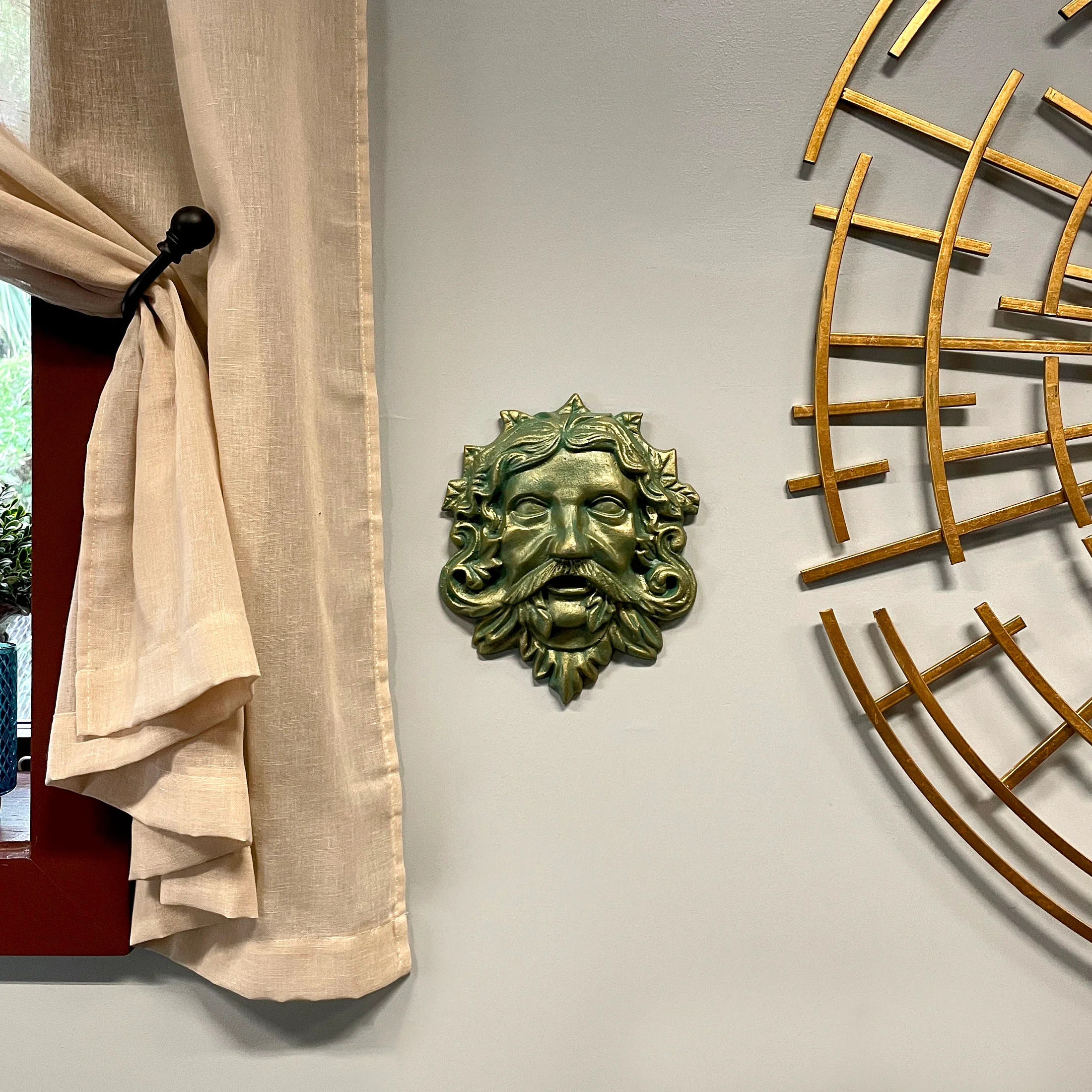 Cast Iron Celtic Green Man Wall Décor Art Hanging | Symbol of Nature's Rebirth and Growth | Indoor/Outdoor Use | Available in Bronze and Verdigris Green Finishes | 9.75" Tall - Image 16