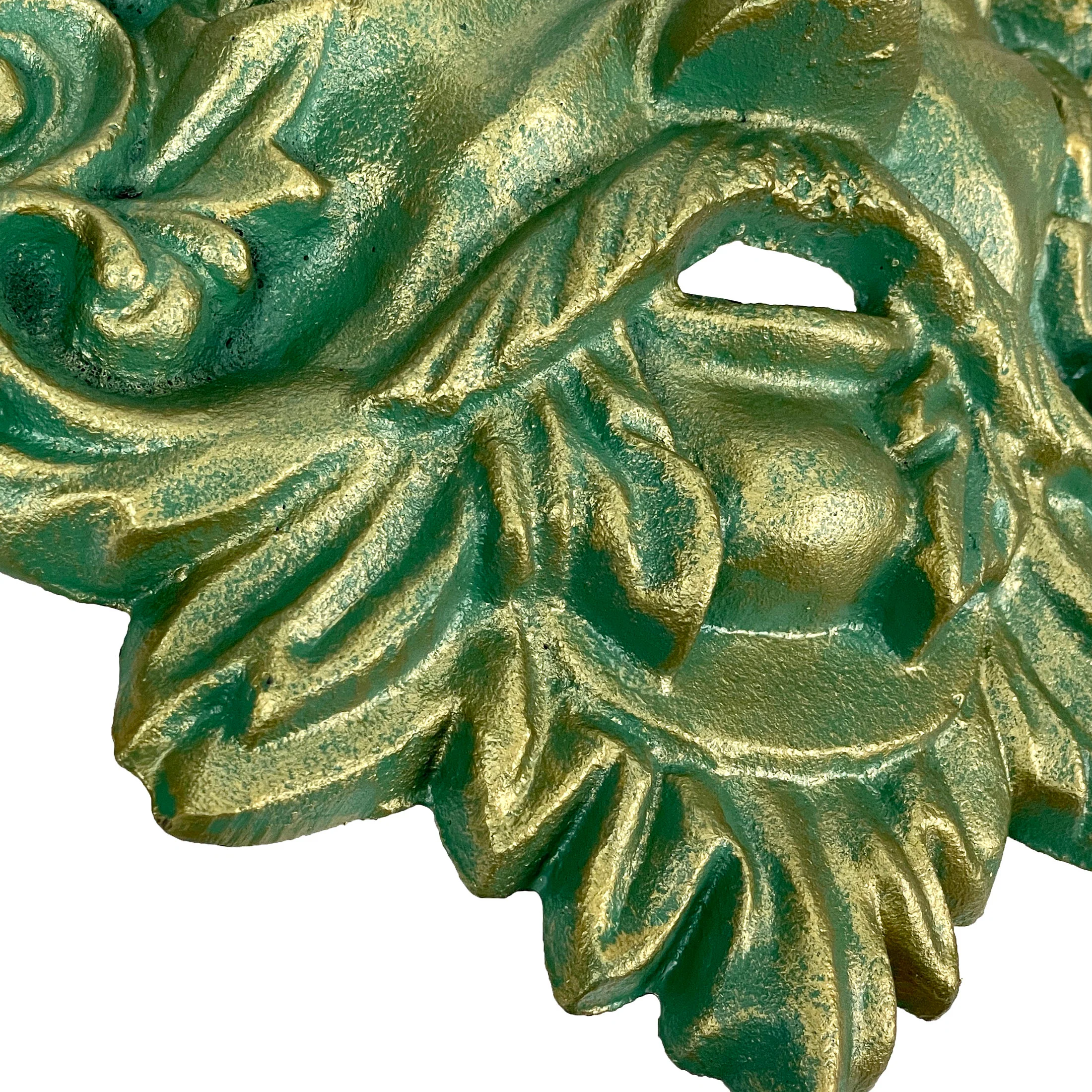 Cast Iron Celtic Green Man Wall Décor Art Hanging | Symbol of Nature's Rebirth and Growth | Indoor/Outdoor Use | Available in Bronze and Verdigris Green Finishes | 9.75" Tall - Image 18