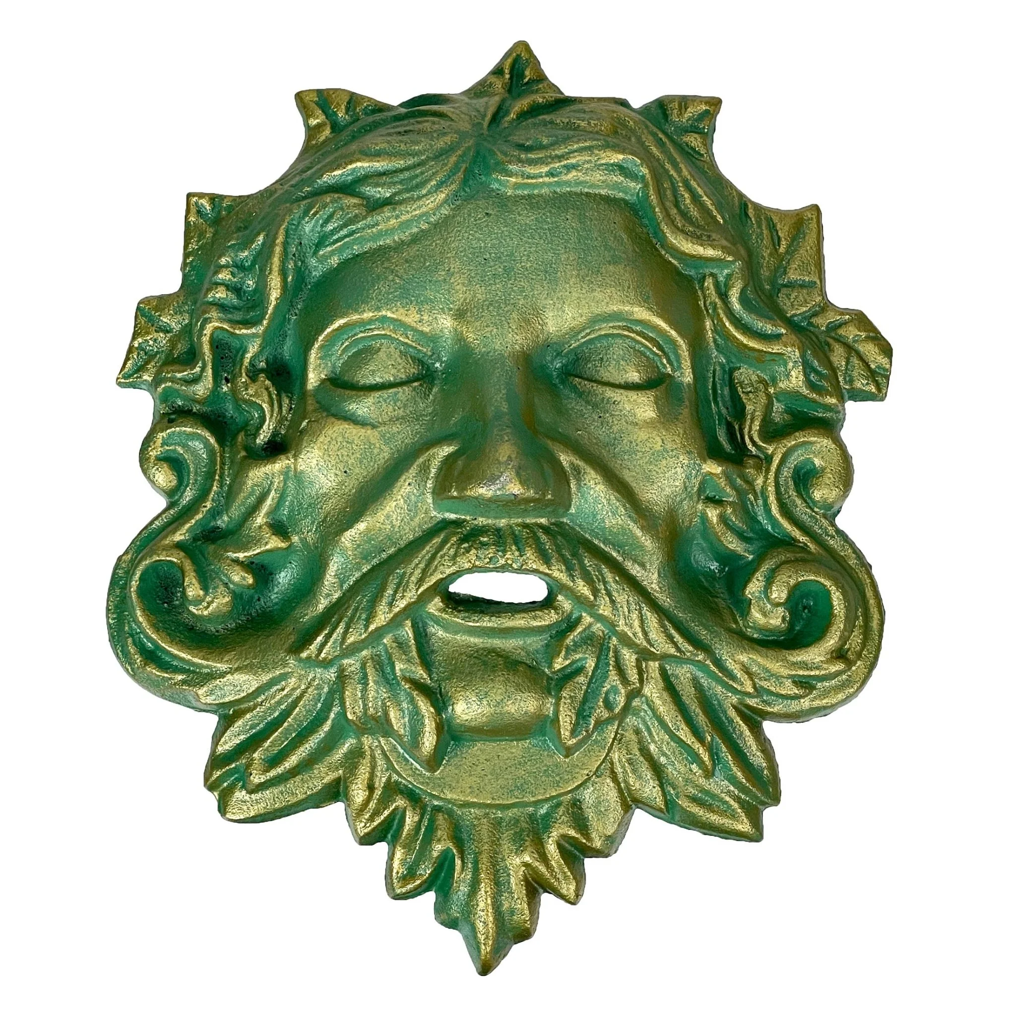 Cast Iron Celtic Green Man Wall Décor Art Hanging | Symbol of Nature's Rebirth and Growth | Indoor/Outdoor Use | Available in Bronze and Verdigris Green Finishes | 9.75" Tall - Image 3