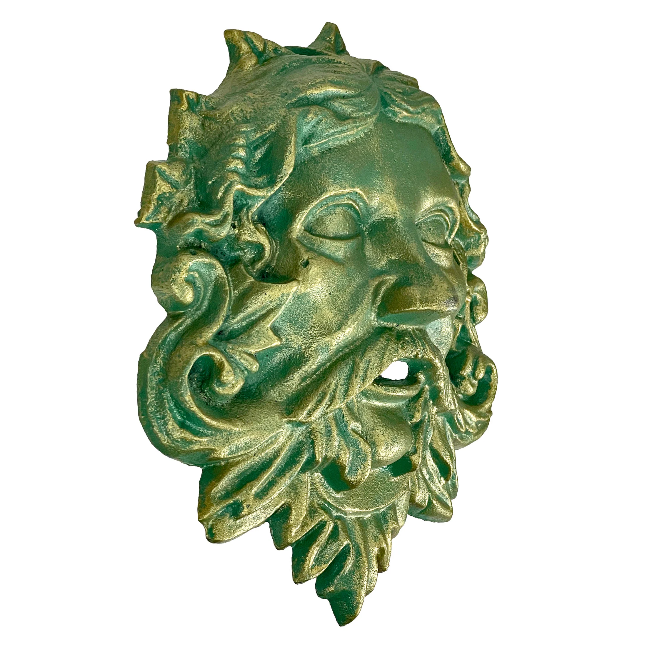 Cast Iron Celtic Green Man Wall Décor Art Hanging | Symbol of Nature's Rebirth and Growth | Indoor/Outdoor Use | Available in Bronze and Verdigris Green Finishes | 9.75" Tall - Image 4