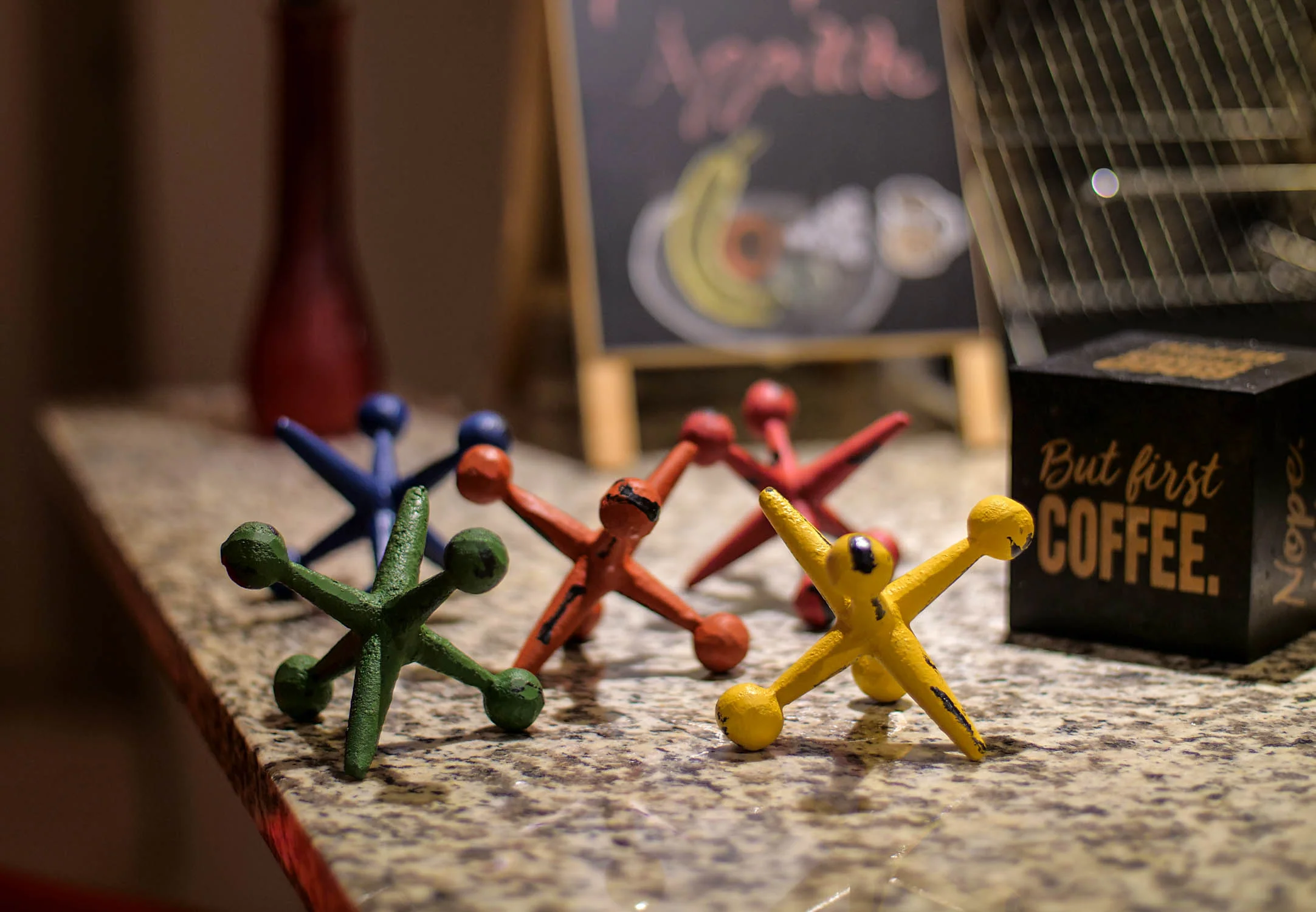 Set of 5 Colorful Cast Iron Decorative Toy Jack Distressed Finish Accent Sculptures - Image 4