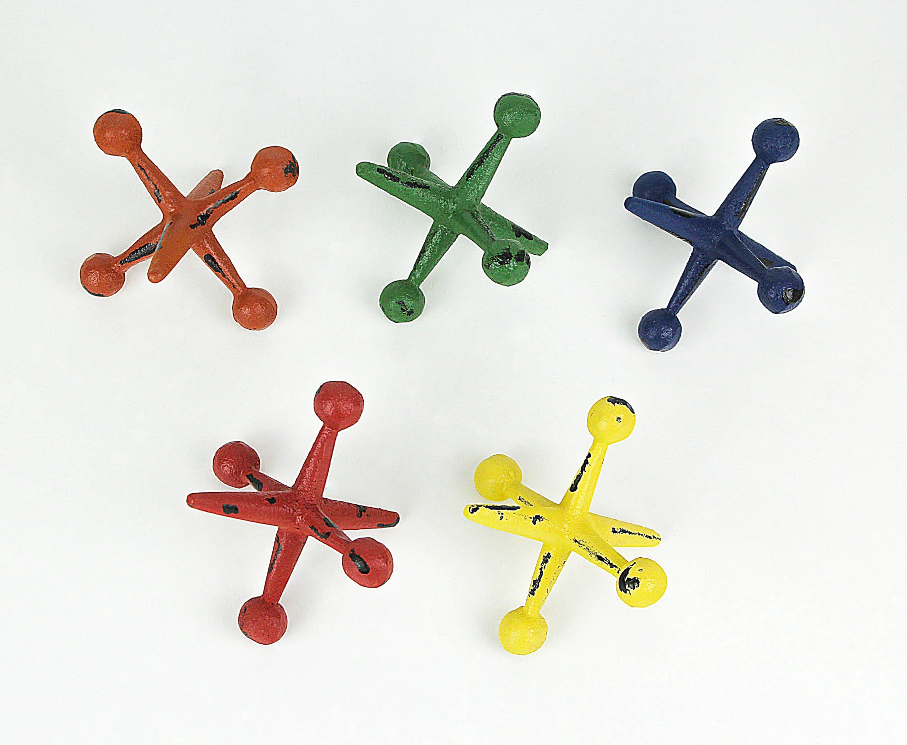 Set of 5 Colorful Cast Iron Decorative Toy Jack Distressed Finish Accent Sculptures - Image 6