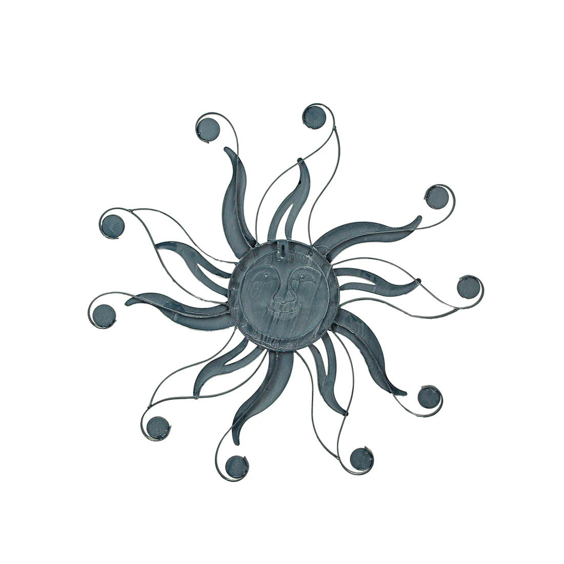 Antique Copper Finish Metal Sun Face Wall Hanging With Ceramic Bead Accents - Image 9