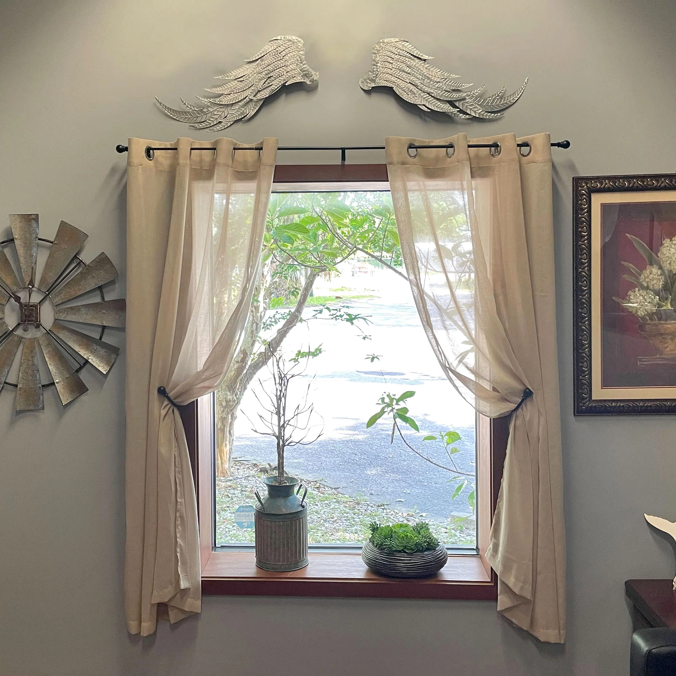 Pair of 2 Galvanized Metal Angel Wings Wall Art Indoor Outdoor Rustic Home Decor - Image 3