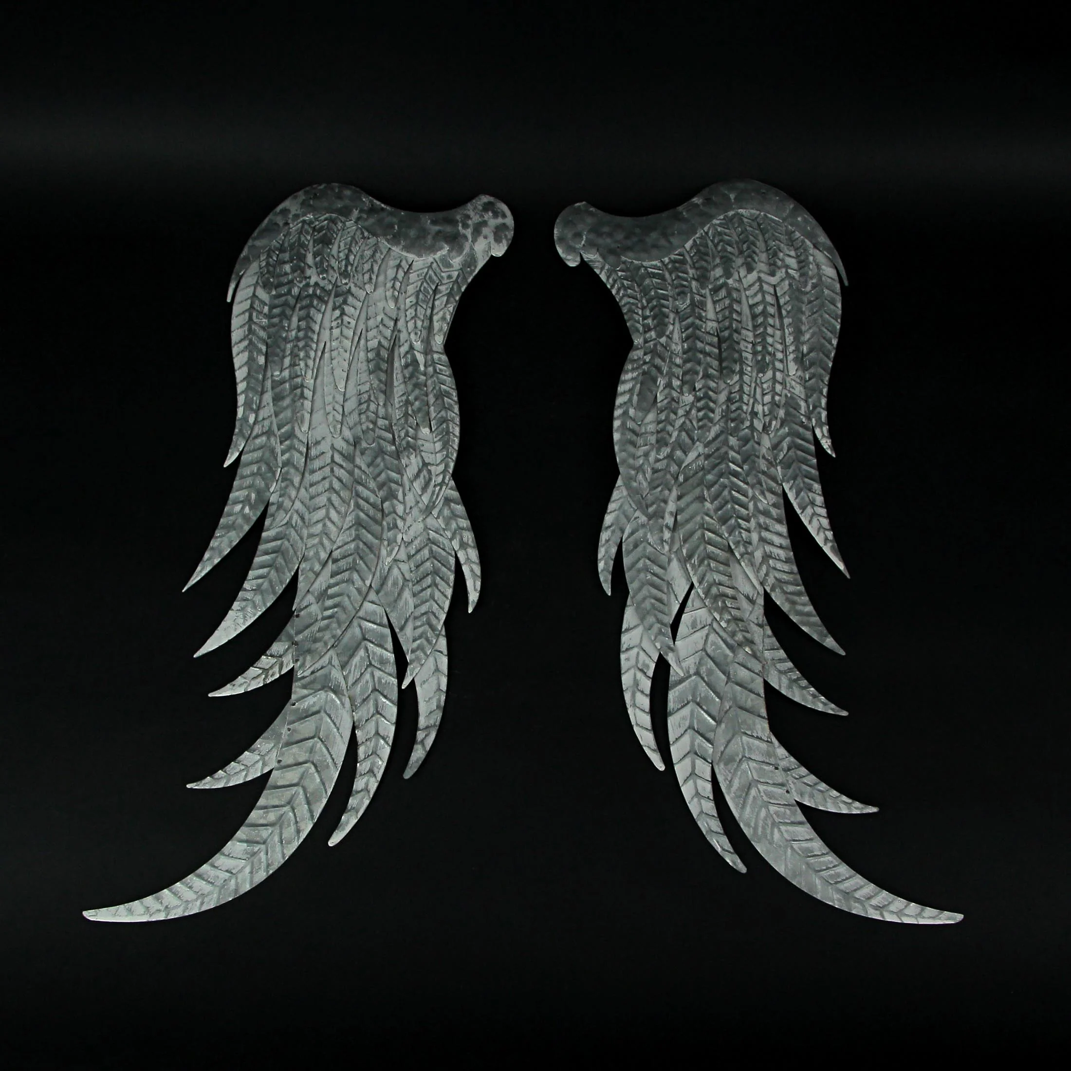 Pair of 2 Galvanized Metal Angel Wings Wall Art Indoor Outdoor Rustic Home Decor - Image 5