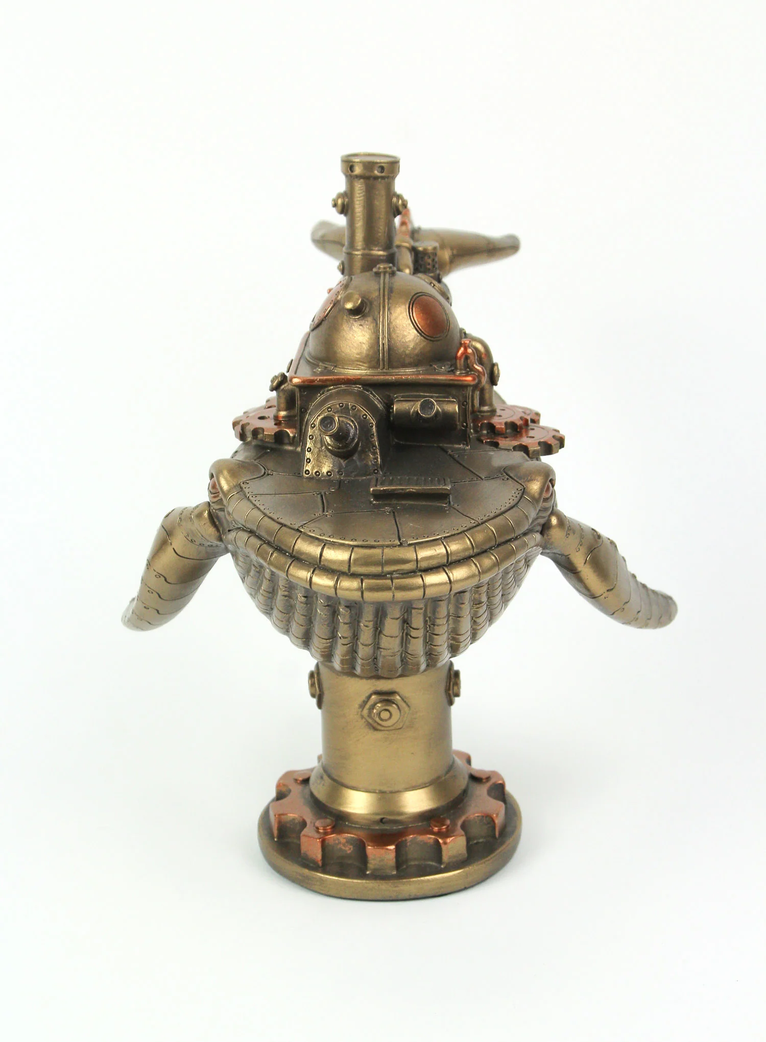 Antique Bronze Finish Steampunk Blue Whale Warship Tabletop Statue - Image 3
