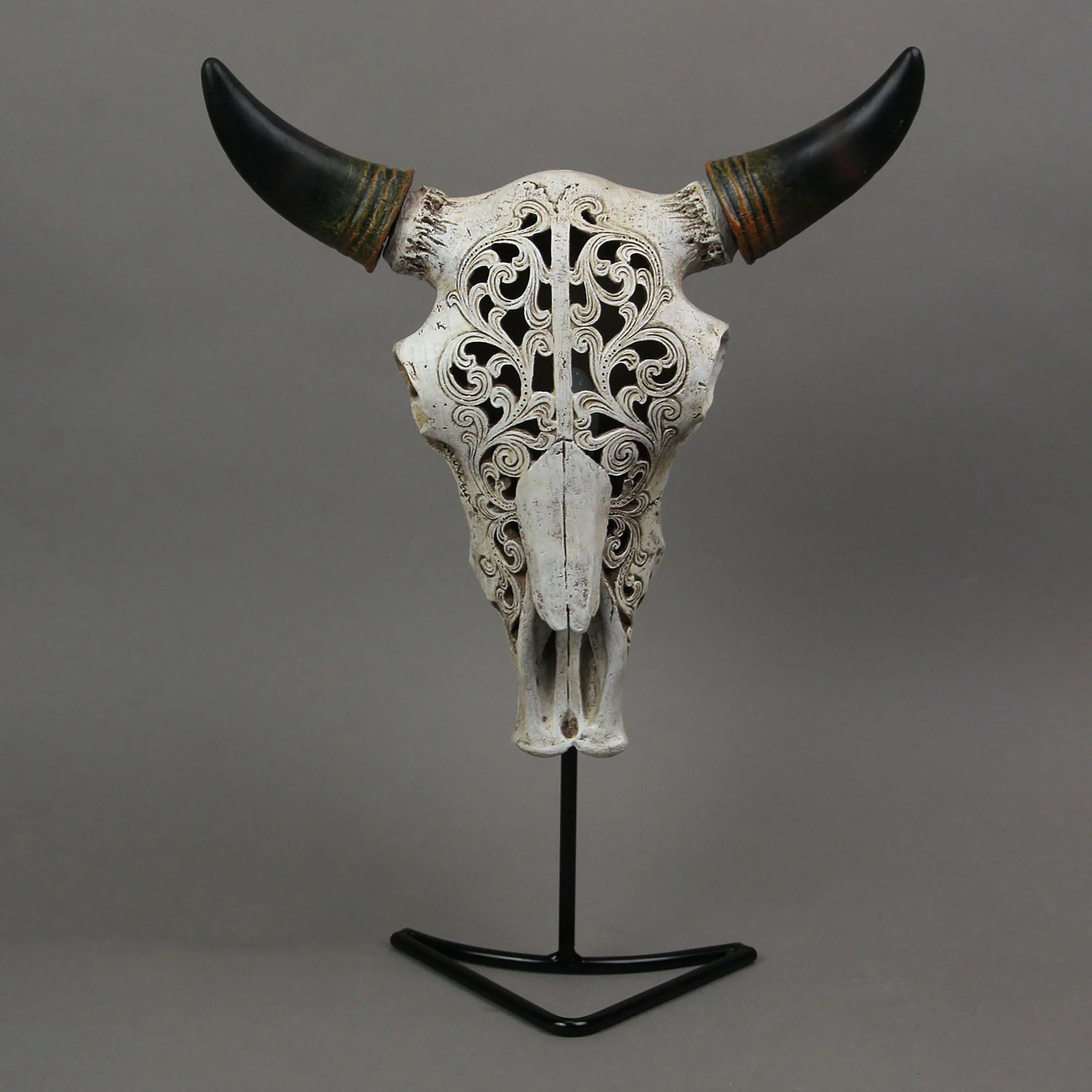 Western Steer Skull Wall Or Table Accent Lamp w/ Removable Metal Stand & LED Bulb - Image 4