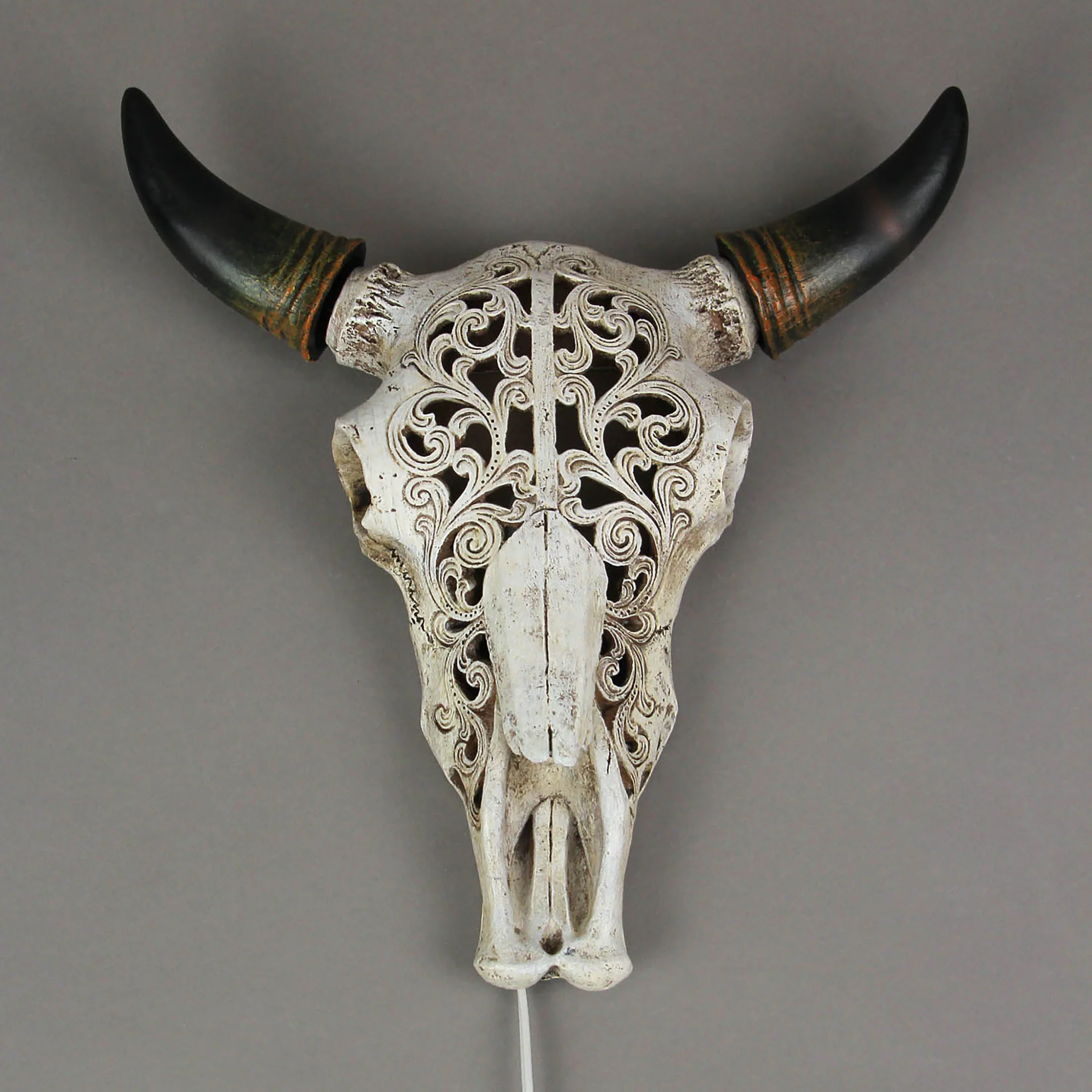 Western Steer Skull Wall Or Table Accent Lamp w/ Removable Metal Stand & LED Bulb - Image 5