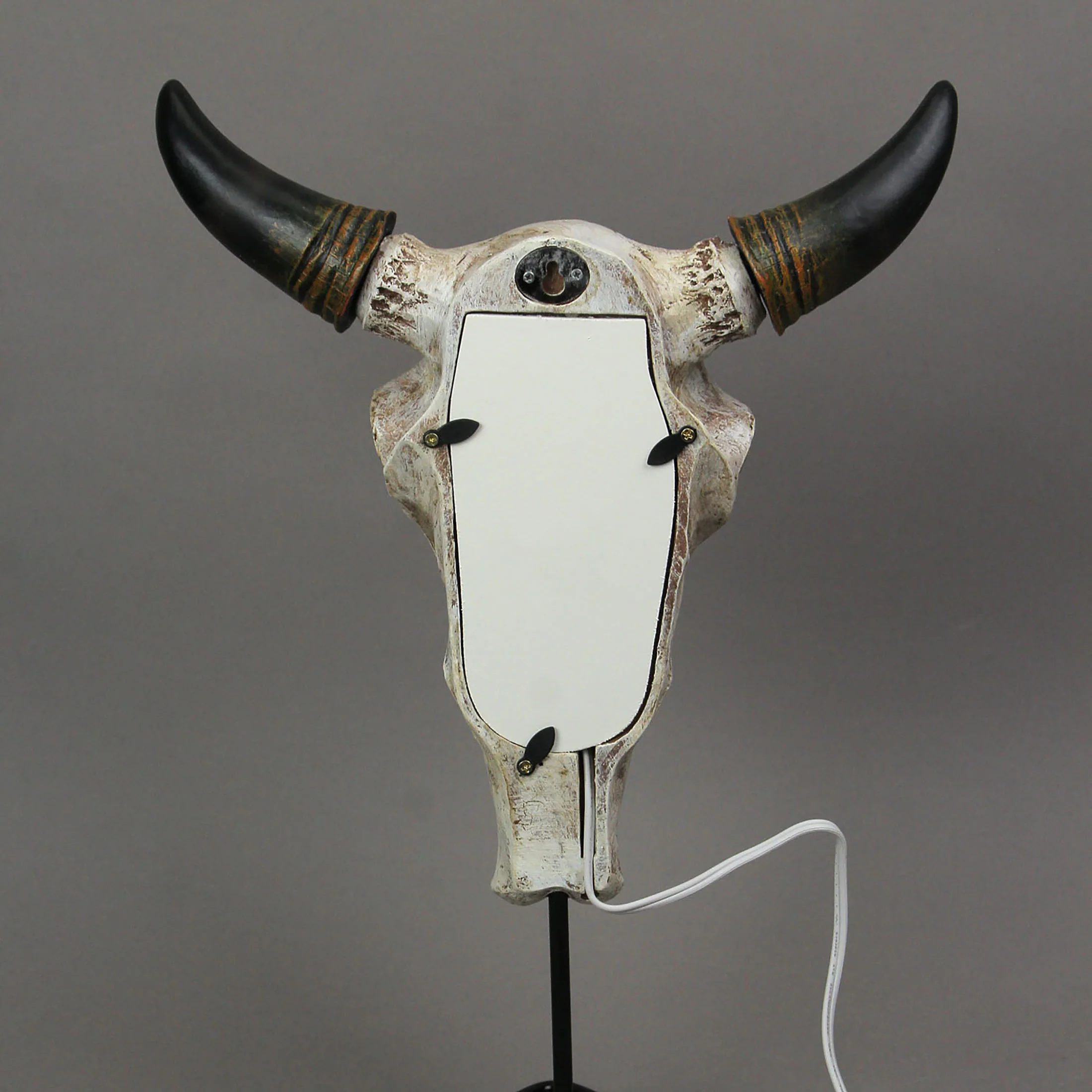 Western Steer Skull Wall Or Table Accent Lamp w/ Removable Metal Stand & LED Bulb - Image 6