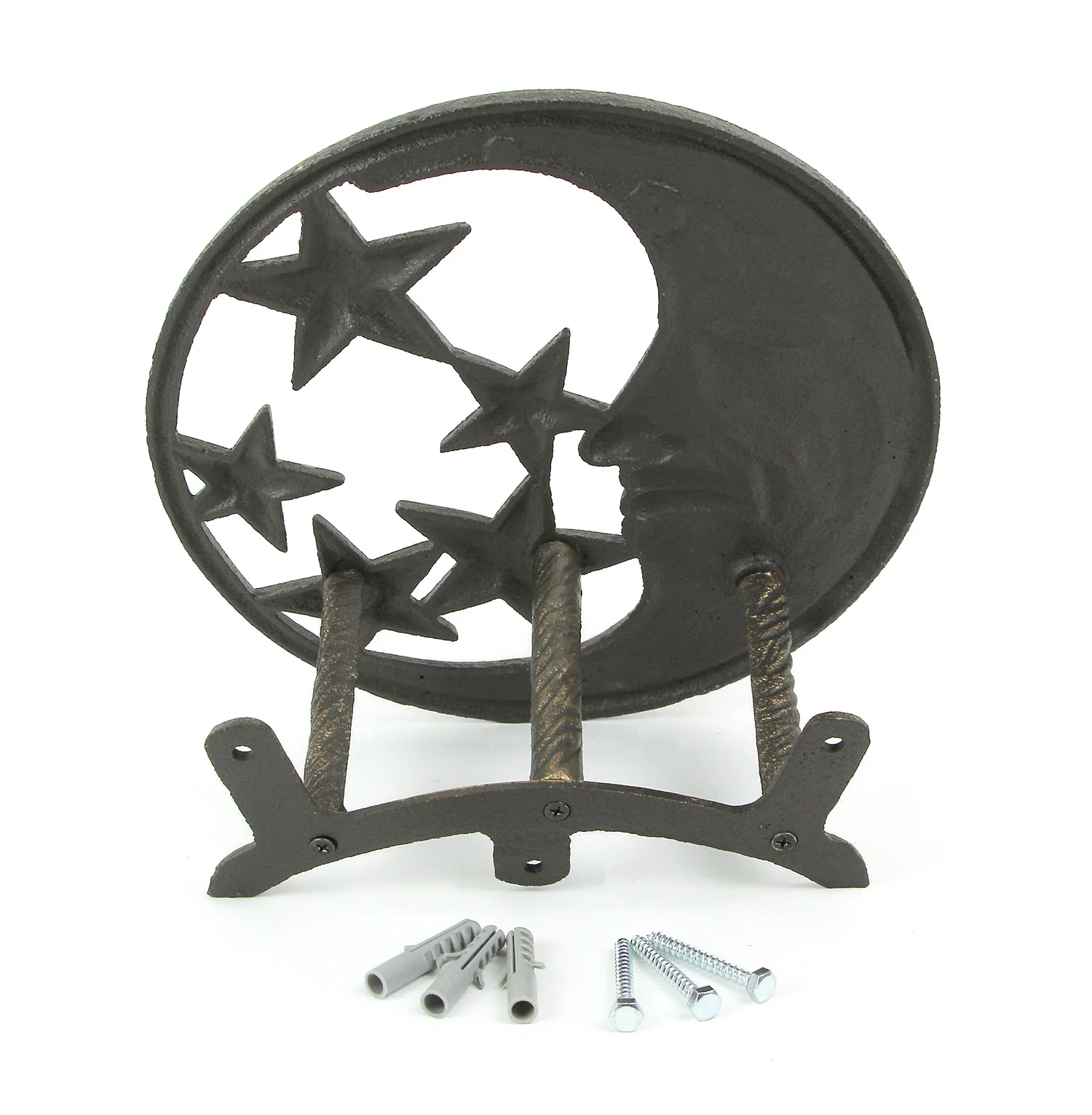 Cast Iron Crescent Moon and Stars Decorative Wall Mounted Hanging Garden Hose Holder Bronze Finish - Image 4