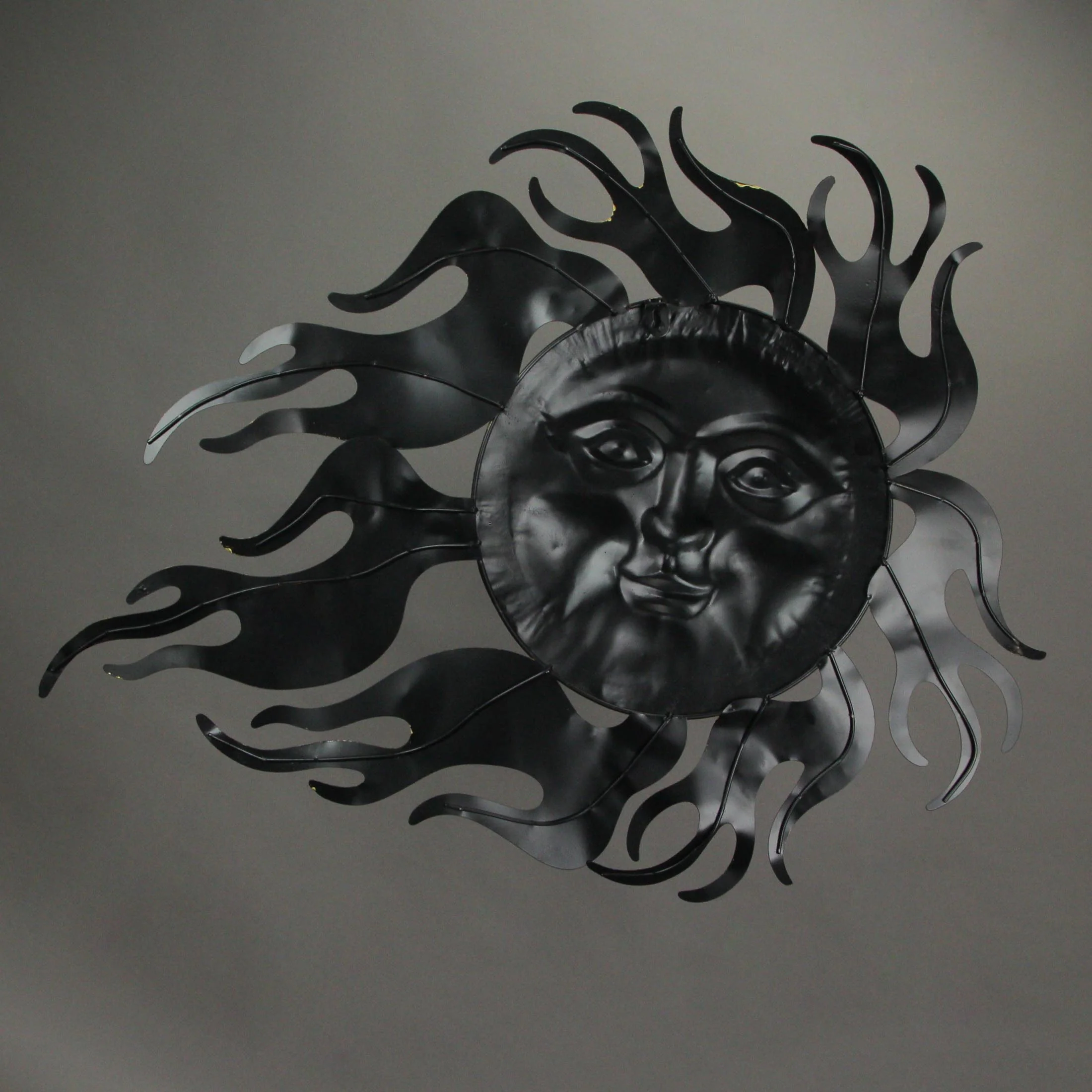 Aged Brass Metal Celestial Wall Art Hanging Sun Face Outdoor Indoor Garden Decor Plaque Rustic Decorative Sculpture - Image 3