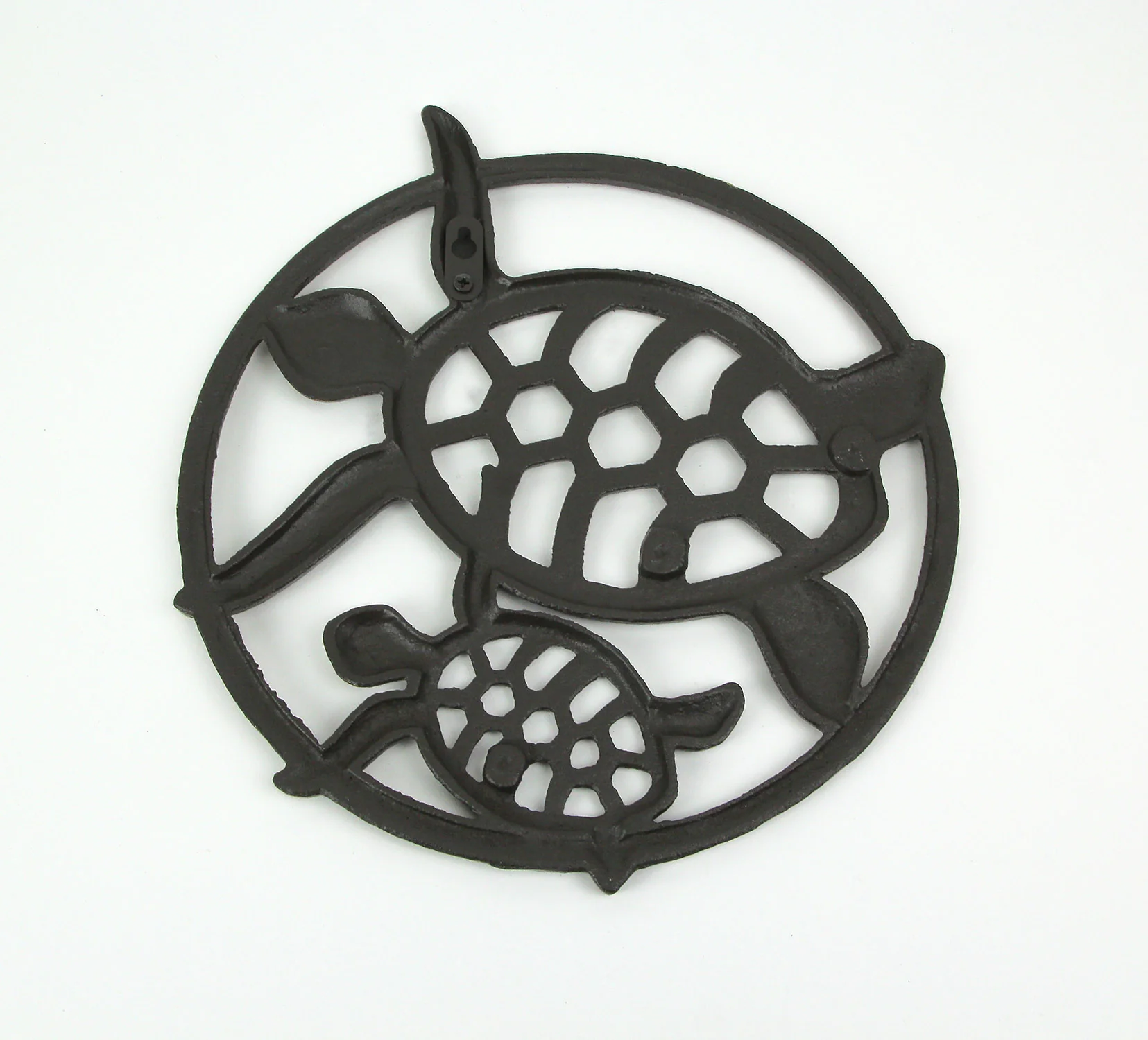 Antique Bronze Finished Cast Iron Sea Turtles Wall Hanging 12.75 Inches High - Image 5