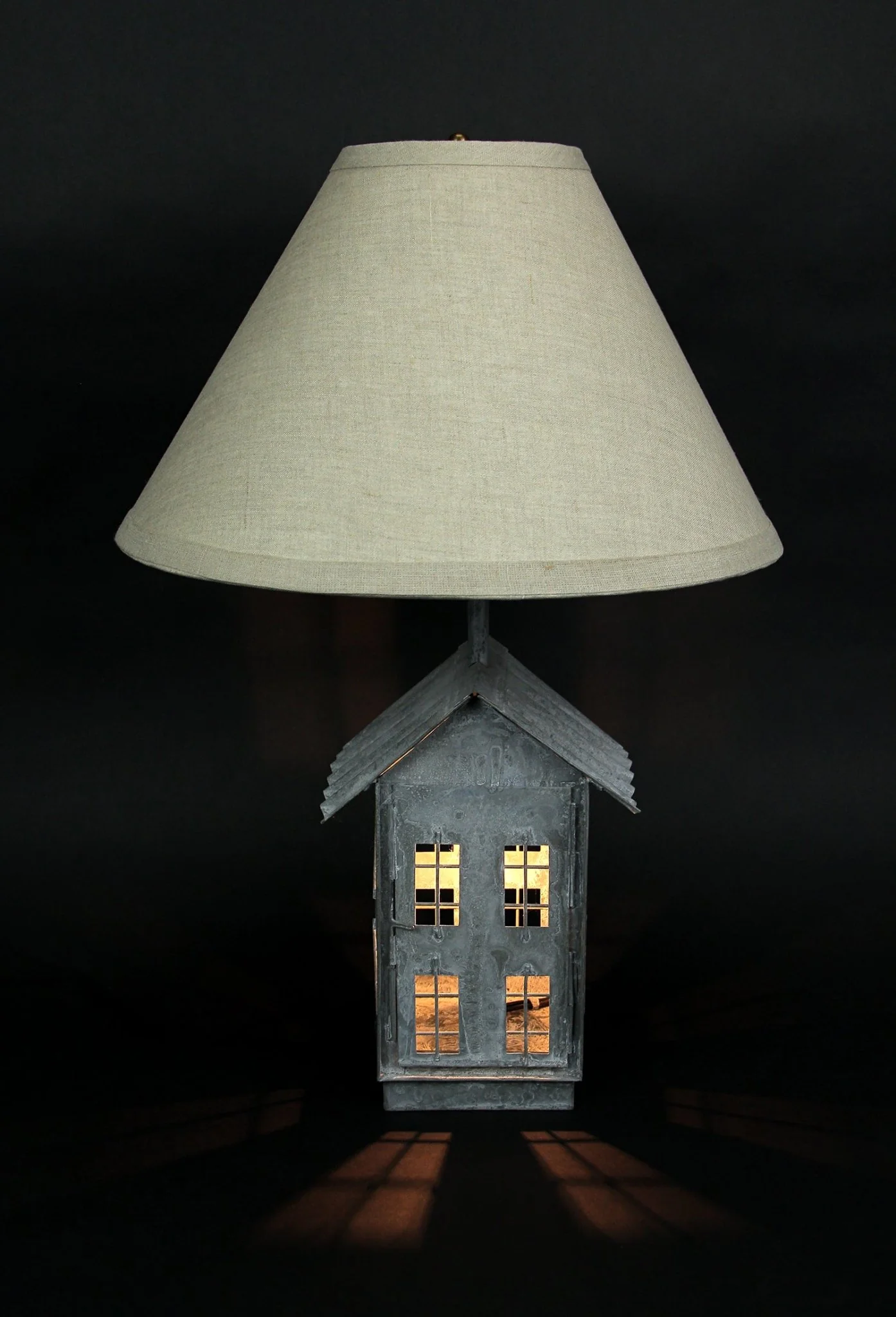 Rustic Zinc Dual Table Lamp And Accent Light Mid Century Modern Farmhouse Decor - Image 3