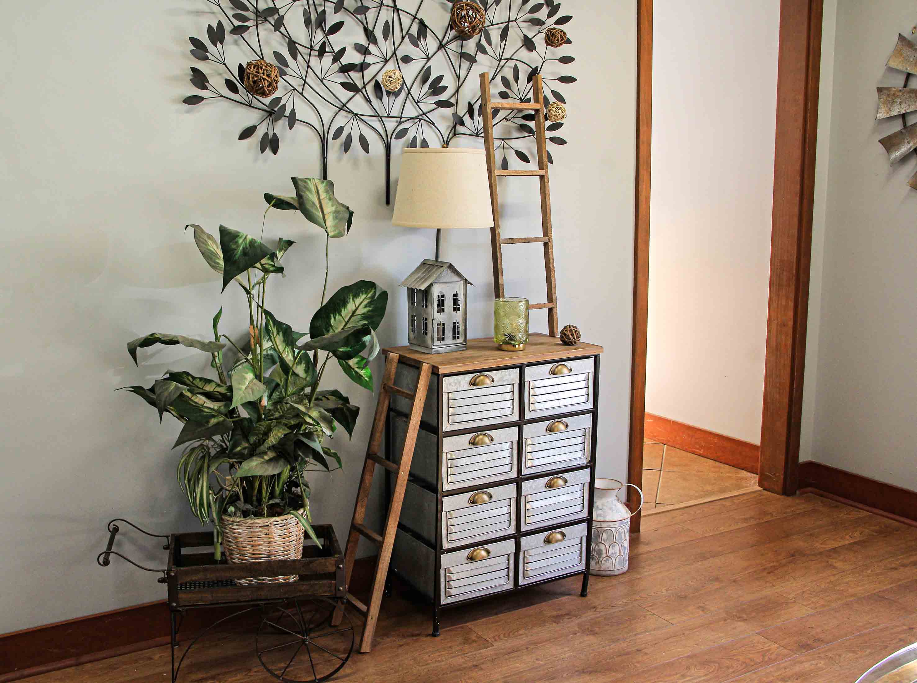 Rustic Zinc Dual Table Lamp And Accent Light Mid Century Modern Farmhouse Decor - Image 4