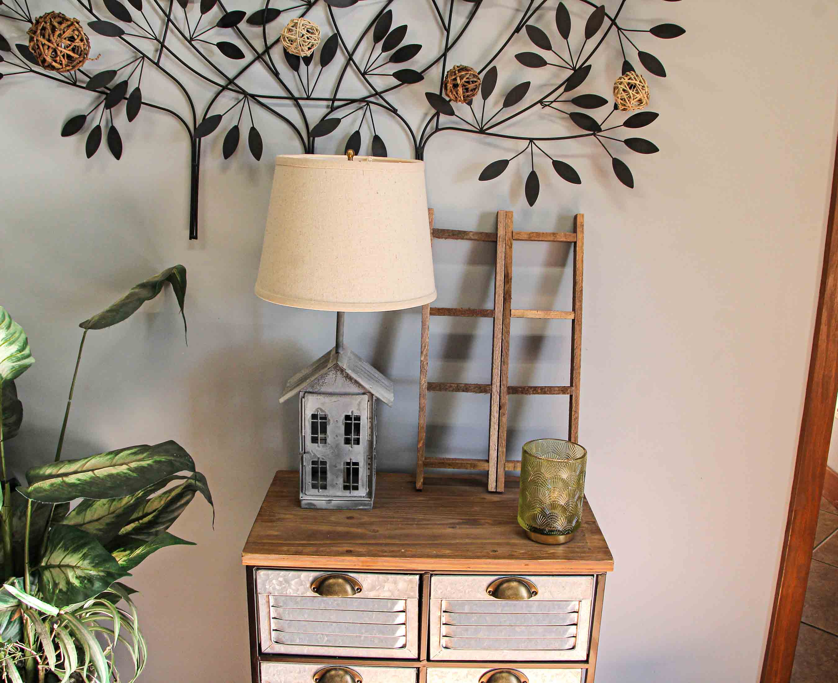 Rustic Zinc Dual Table Lamp And Accent Light Mid Century Modern Farmhouse Decor - Image 5