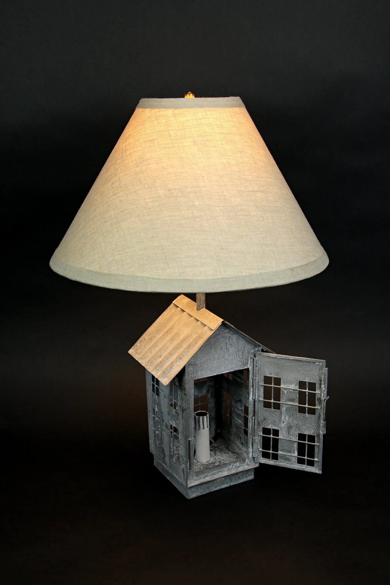 Rustic Zinc Dual Table Lamp And Accent Light Mid Century Modern Farmhouse Decor - Image 6