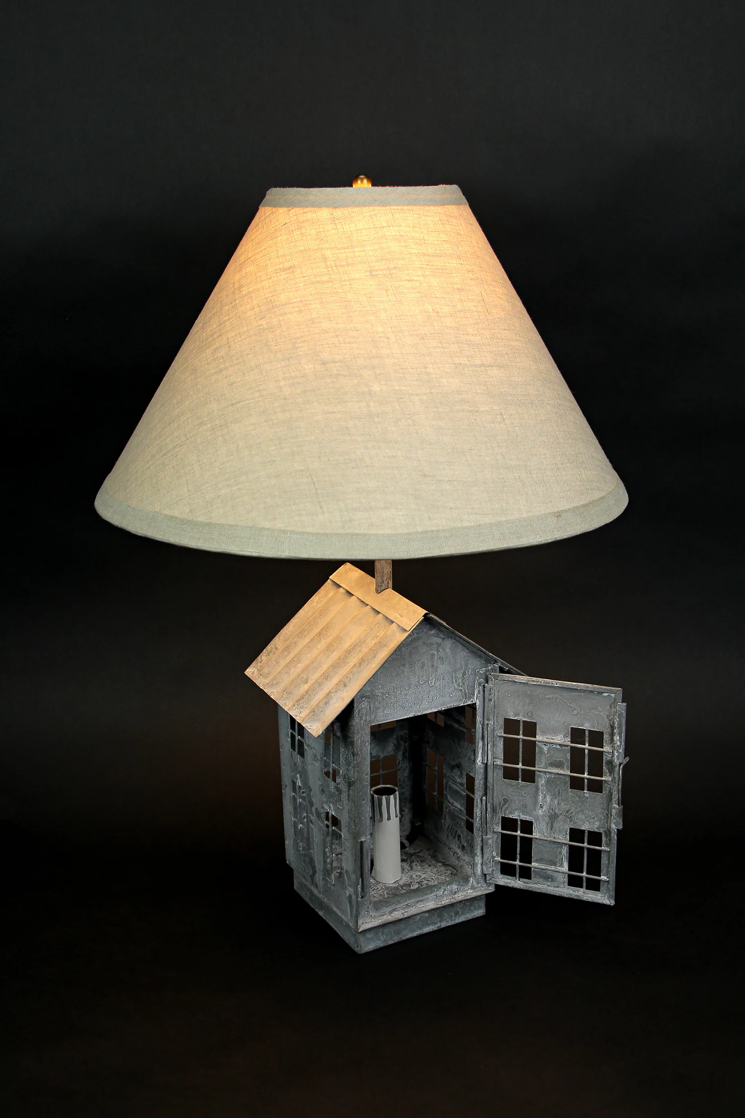 Set of 2 Rustic Zinc Dual Table Lamps And Accent Light Mid Century Modern Farmhouse Decor - Image 4