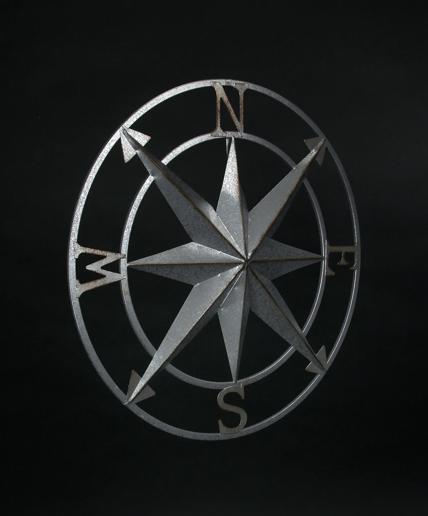 Galvanized Zinc Finish Nautical Compass Rose Wall Hanging 20.5 Inch Diameter - Image 3