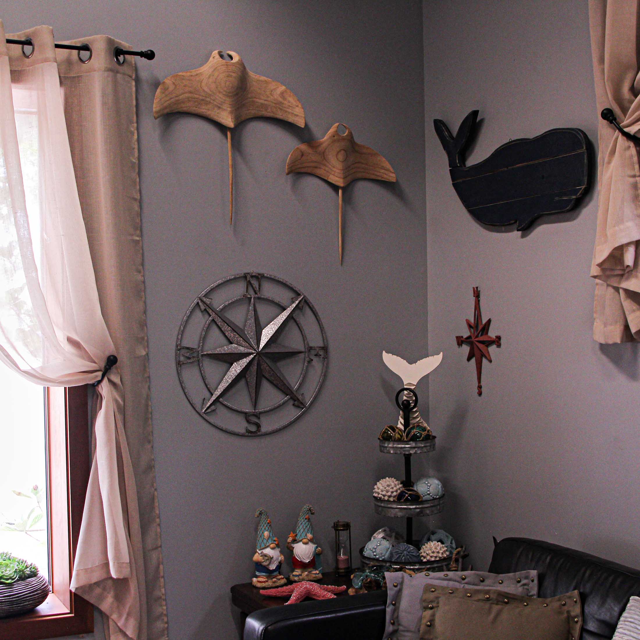 Galvanized Zinc Finish Nautical Compass Rose Wall Hanging 20.5 Inch Diameter - Image 4