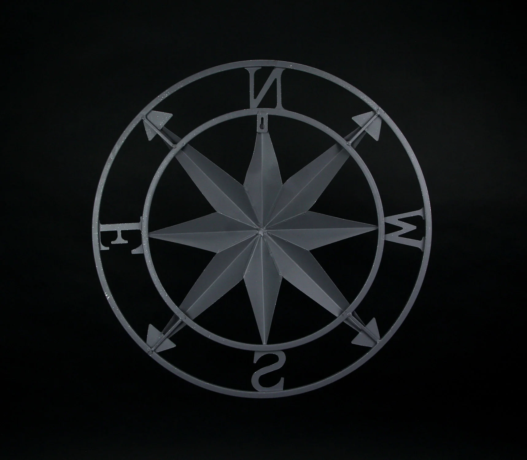 Galvanized Zinc Finish Nautical Compass Rose Wall Hanging 20.5 Inch Diameter - Image 6