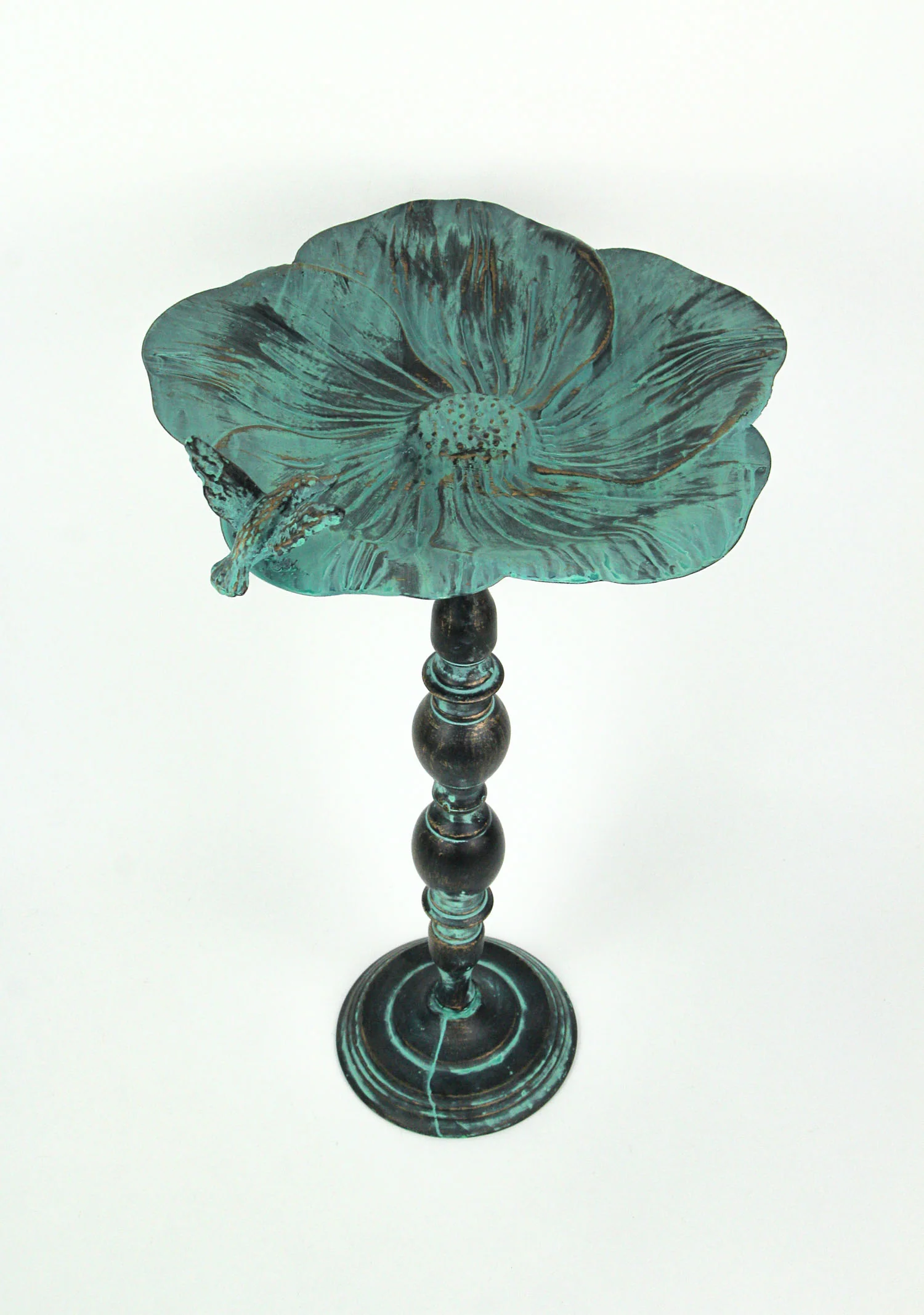 25 Inch Rustic Metal Bird Bath Outdoor Garden Verdigris Water Basin Yard Decor - Image 5