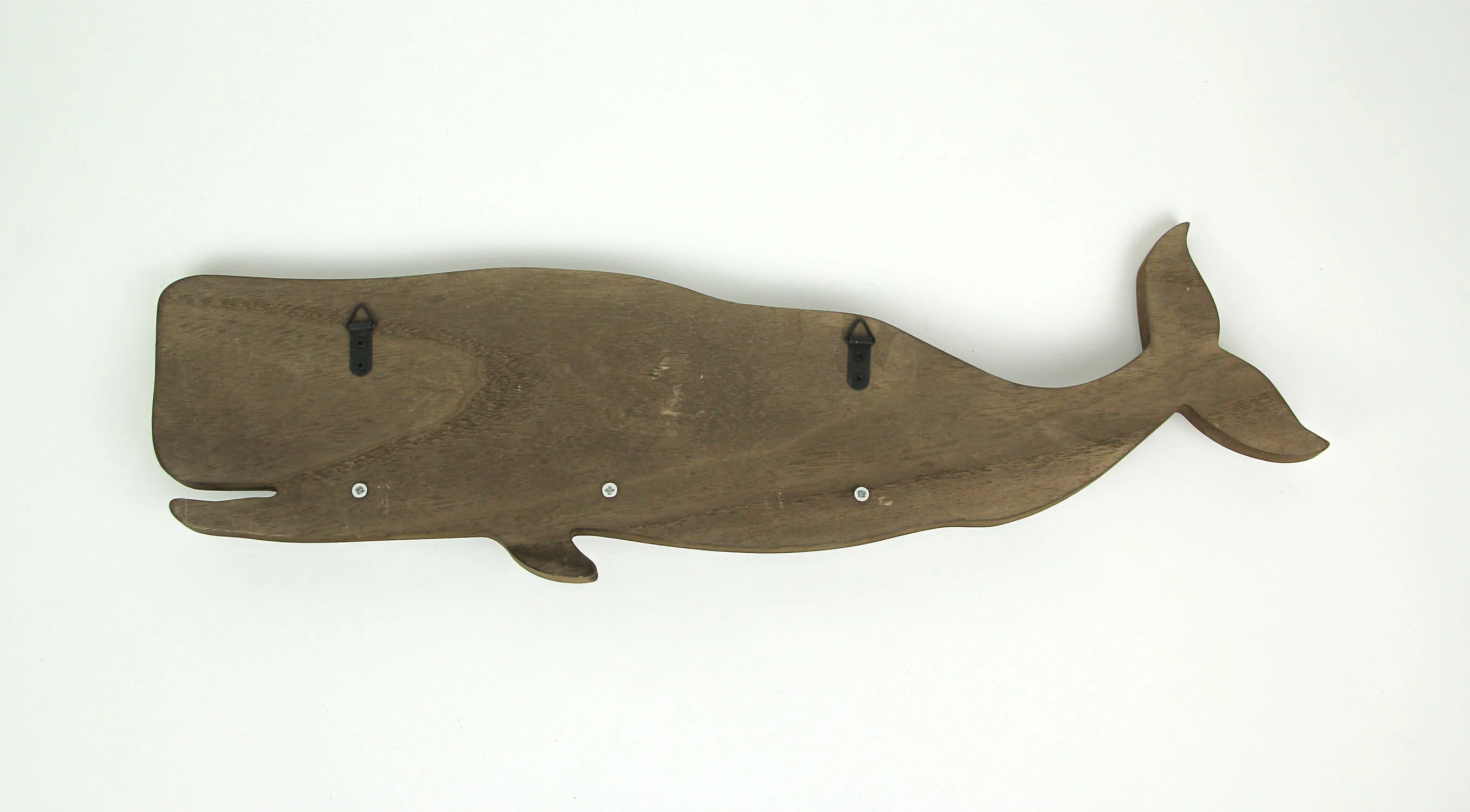 21 Inches Distressed Wood Whale Wall Hook Rack With Metal Accents Decorative Ocean Art Sculpture - Image 4