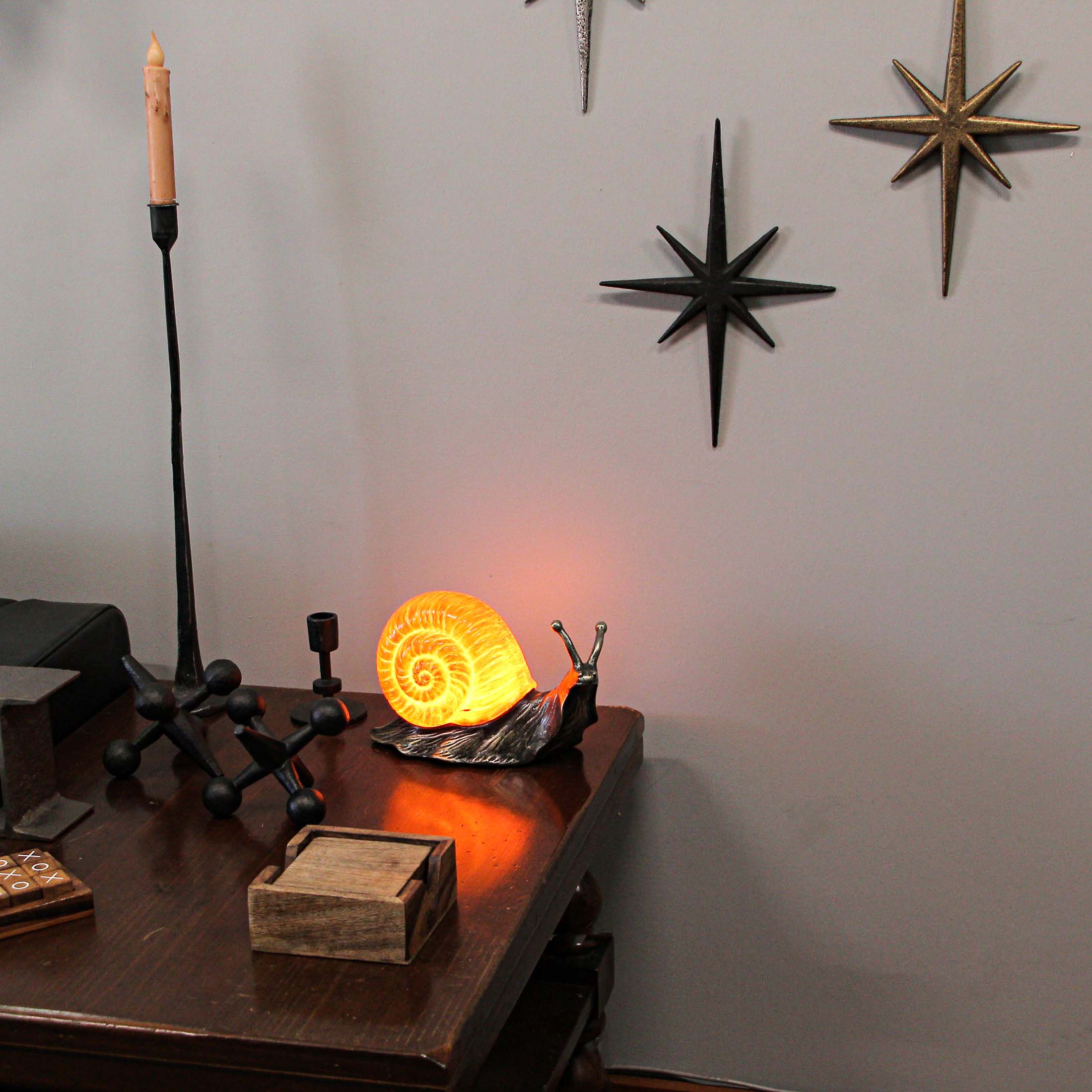 Resin Orange Snail Decorative Accent Lamp End Table Night Stand Light Sculpture - Image 4