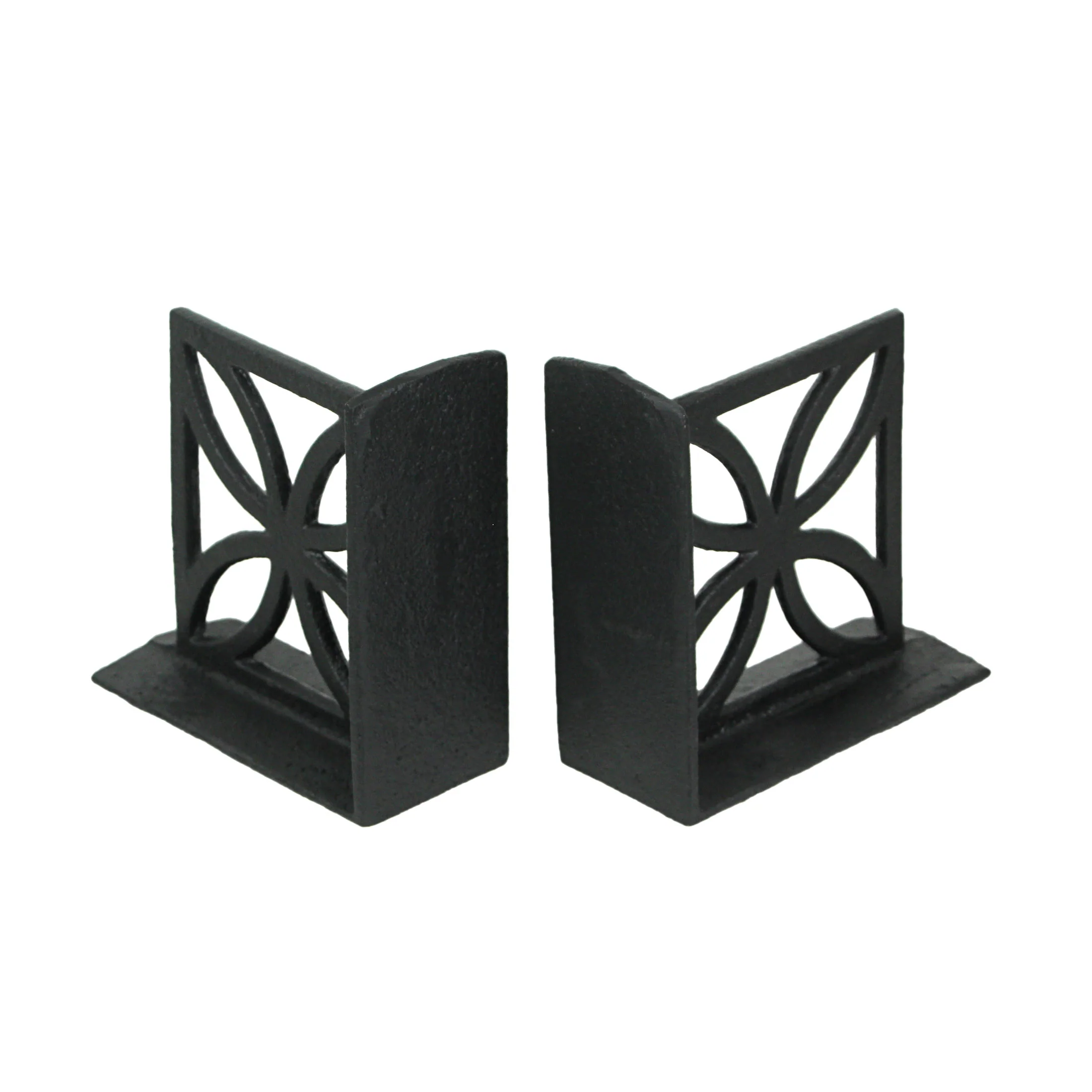 Set of 2 Cast Iron Breeze Block Bookends Mid Century Modern Home Bookshelf Decor - Image 3