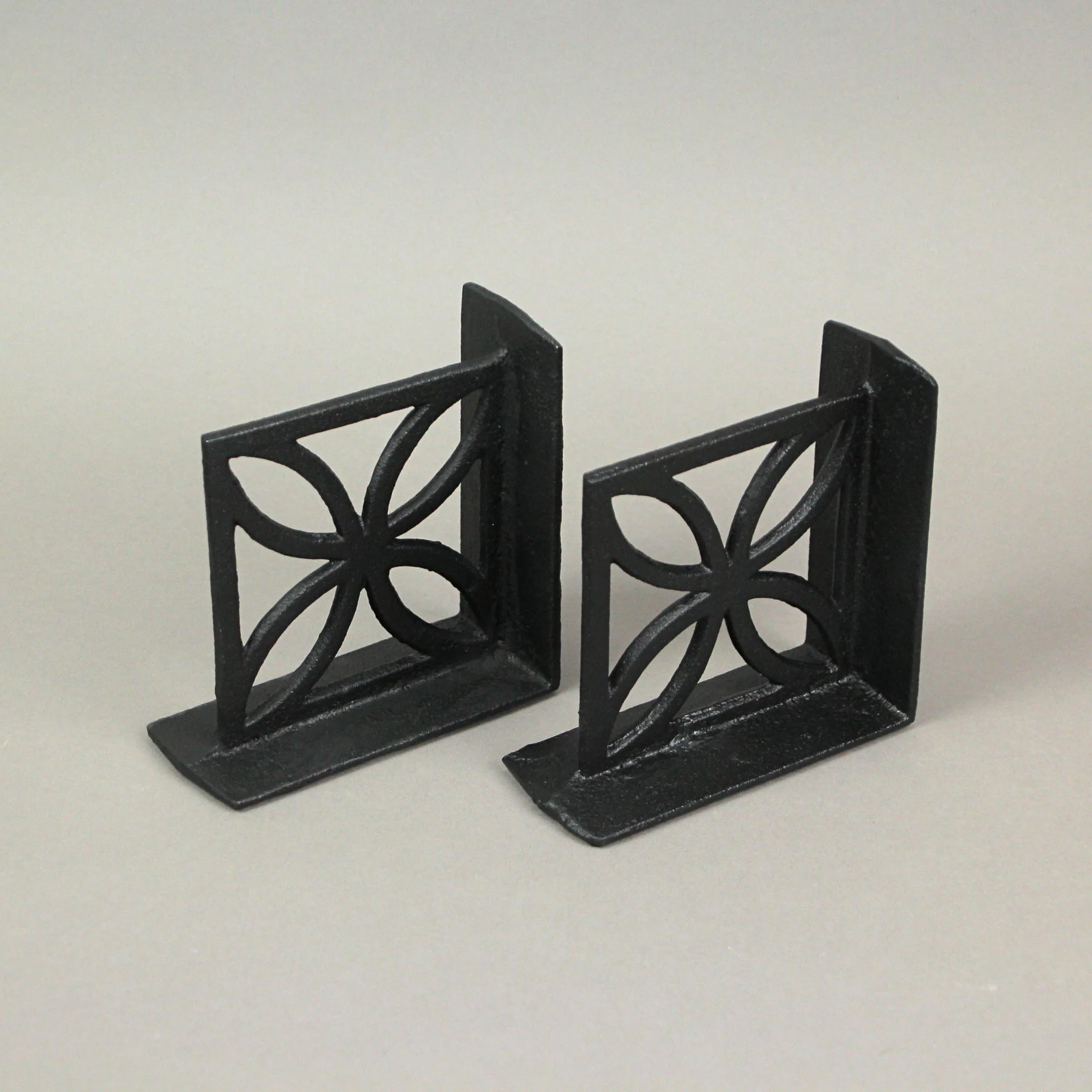 Set of 2 Cast Iron Breeze Block Bookends Mid Century Modern Home Bookshelf Decor - Image 4