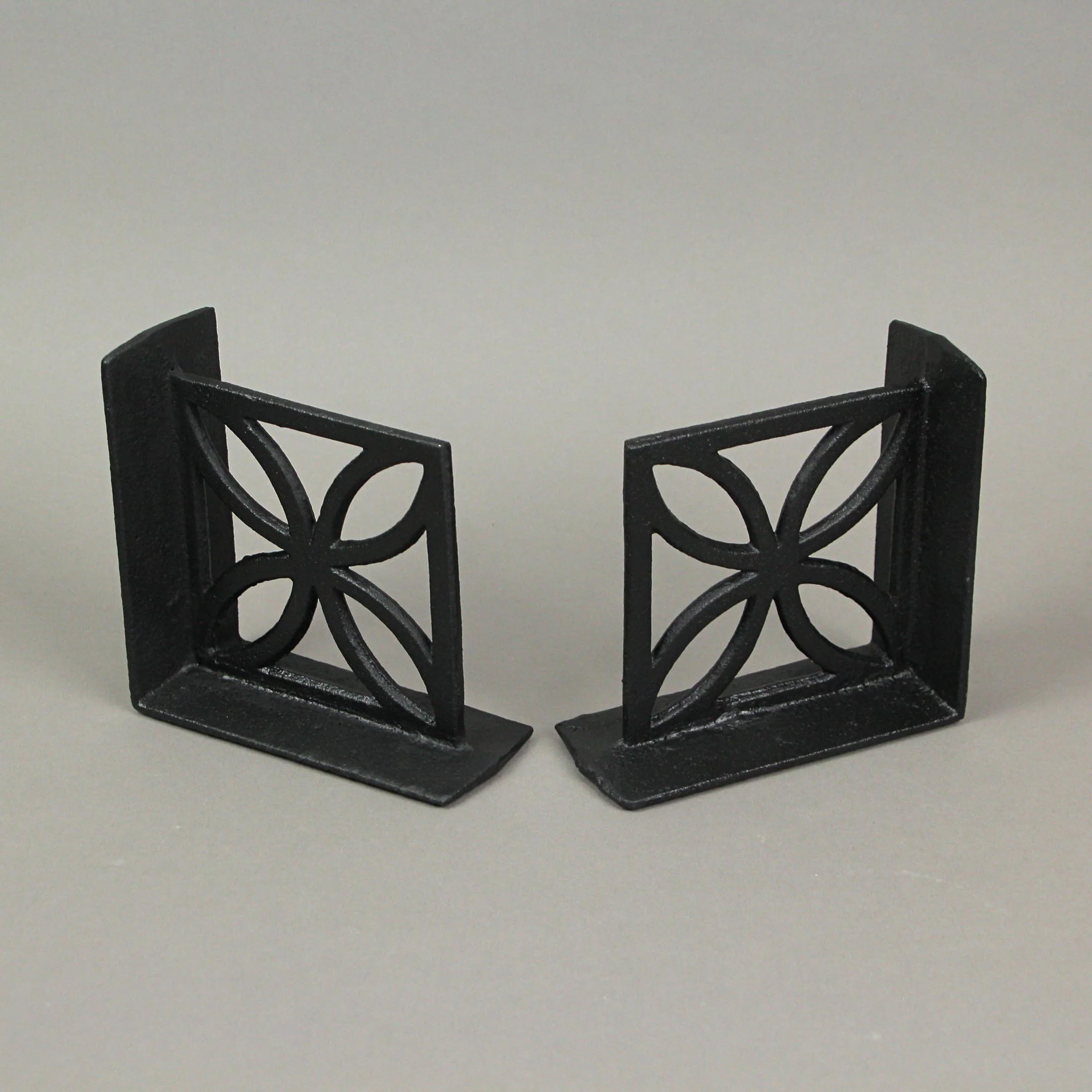 Set of 2 Cast Iron Breeze Block Bookends Mid Century Modern Home Bookshelf Decor - Image 5