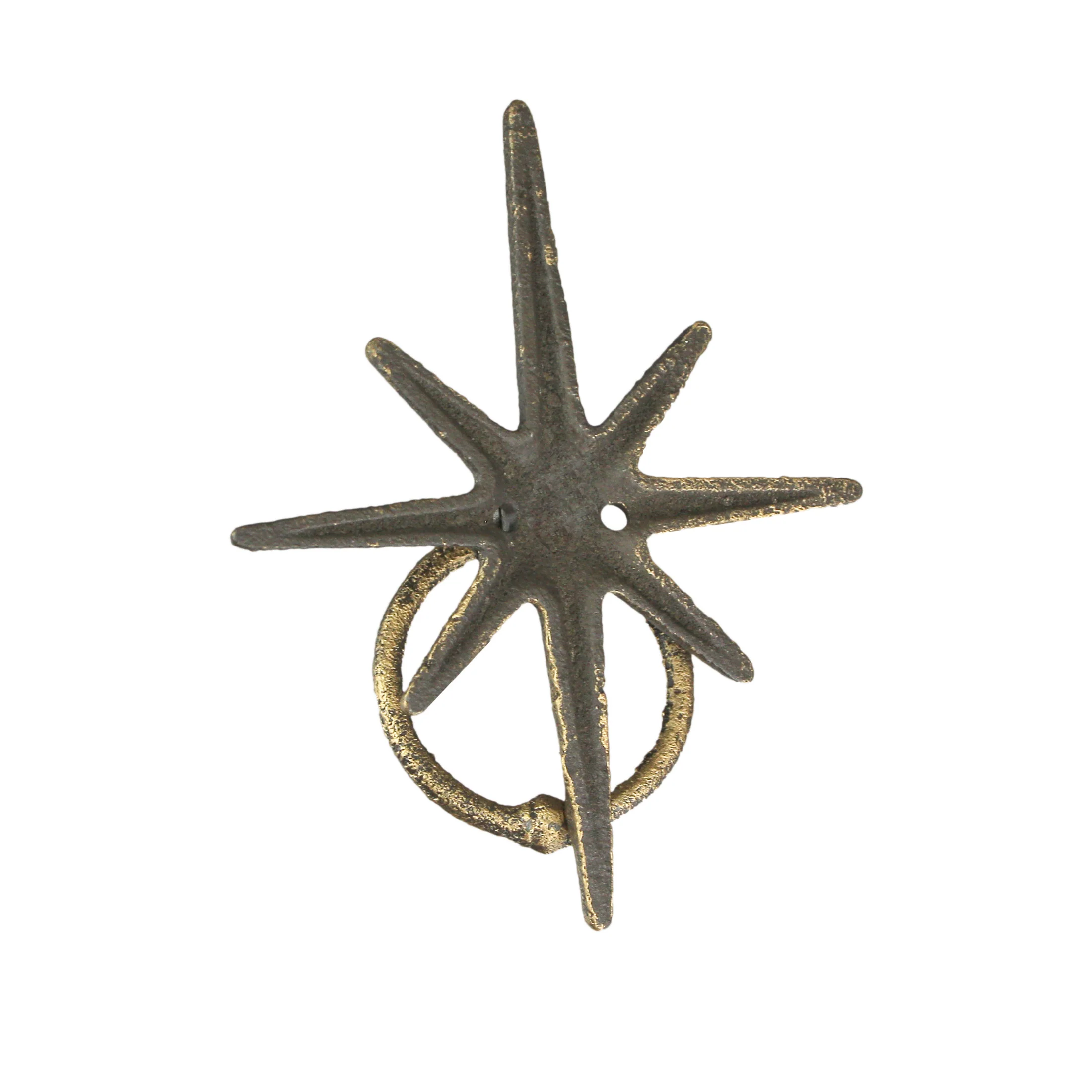 Gold Cast Iron Decorative Starburst Door Knocker Rustic Celestial Home Decor - Image 3