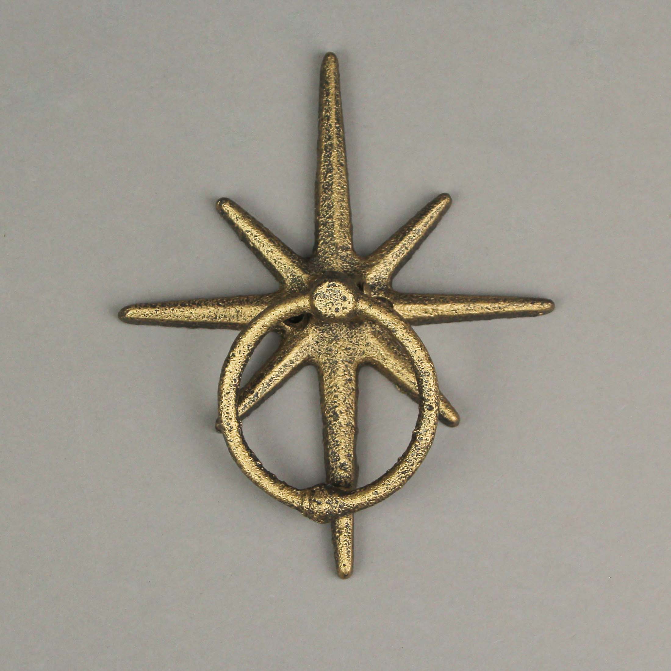 Gold Cast Iron Decorative Starburst Door Knocker Rustic Celestial Home Decor - Image 4