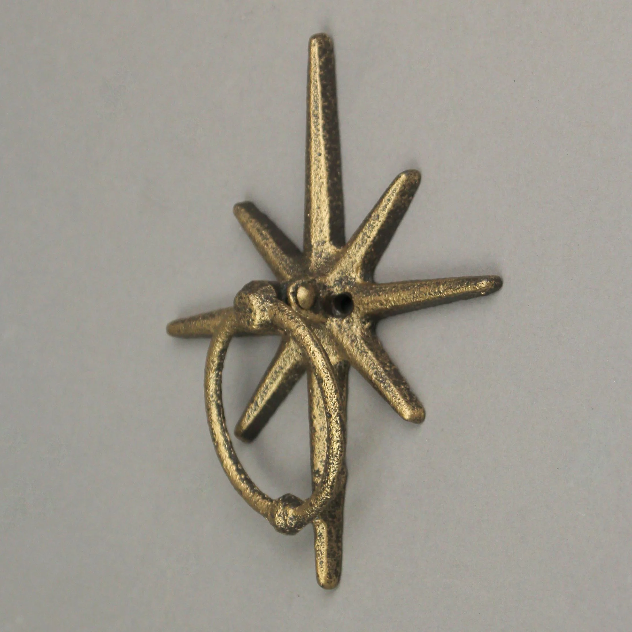 Gold Cast Iron Decorative Starburst Door Knocker Rustic Celestial Home Decor - Image 5